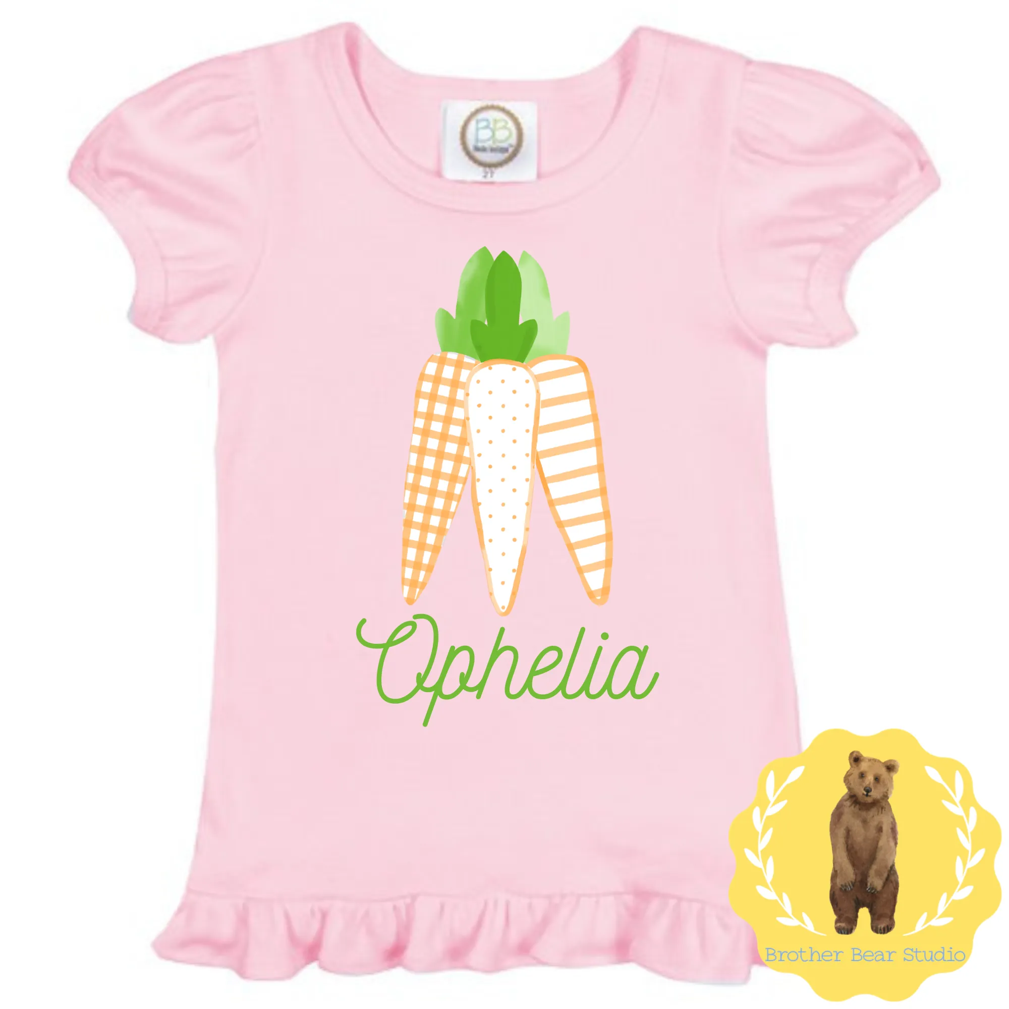Carrot Trio with name Ruffle Tee