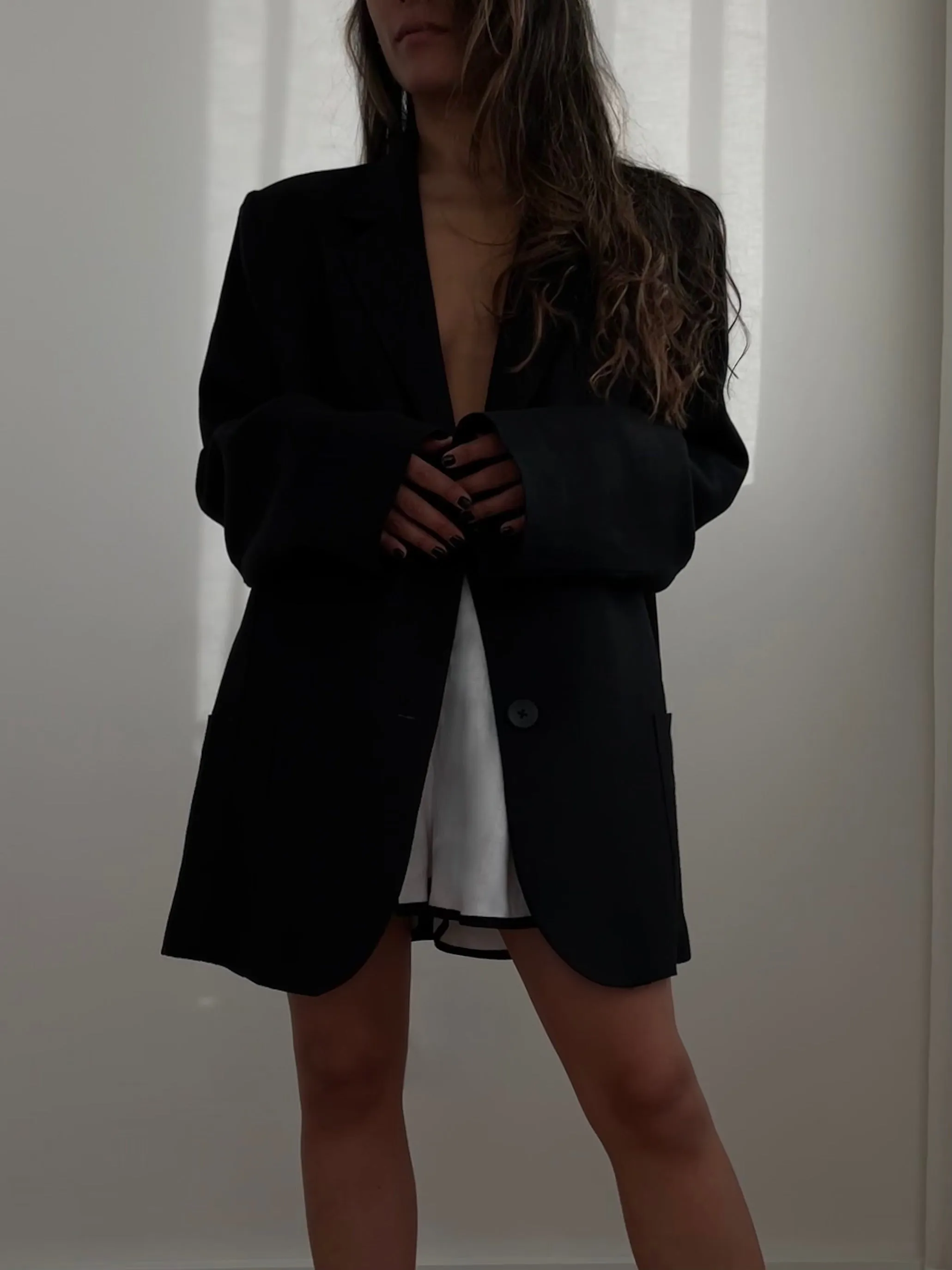 Casual Linen Blazer Black