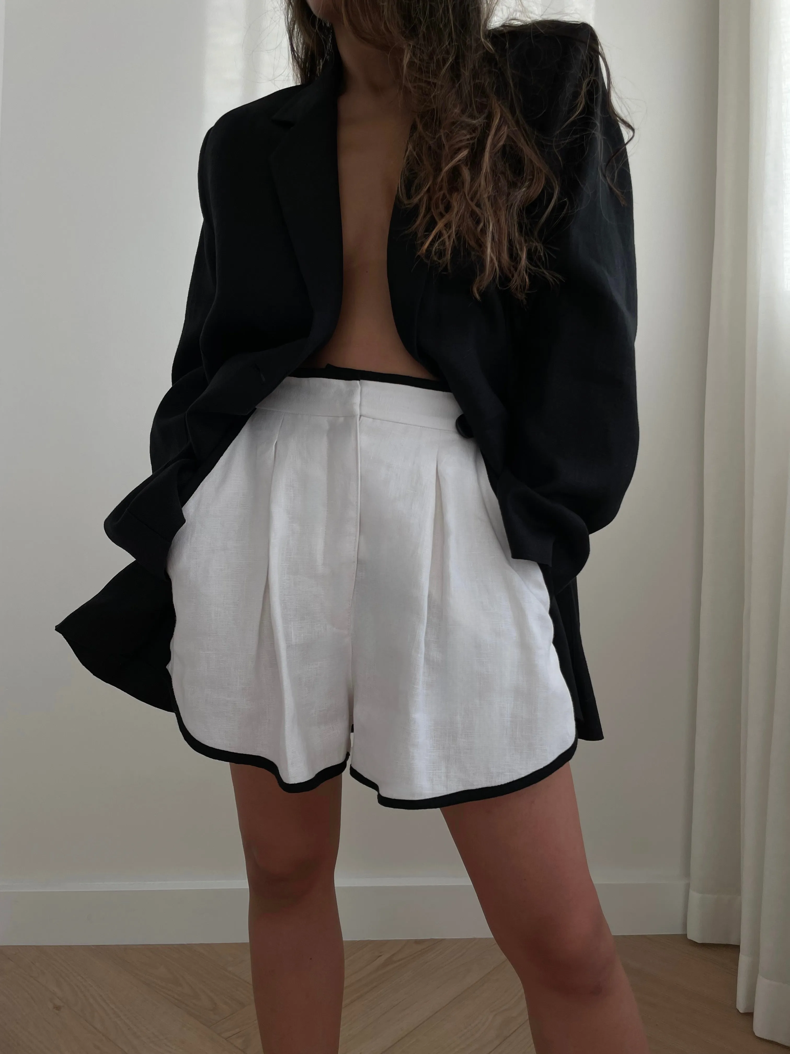 Casual Linen Blazer Black