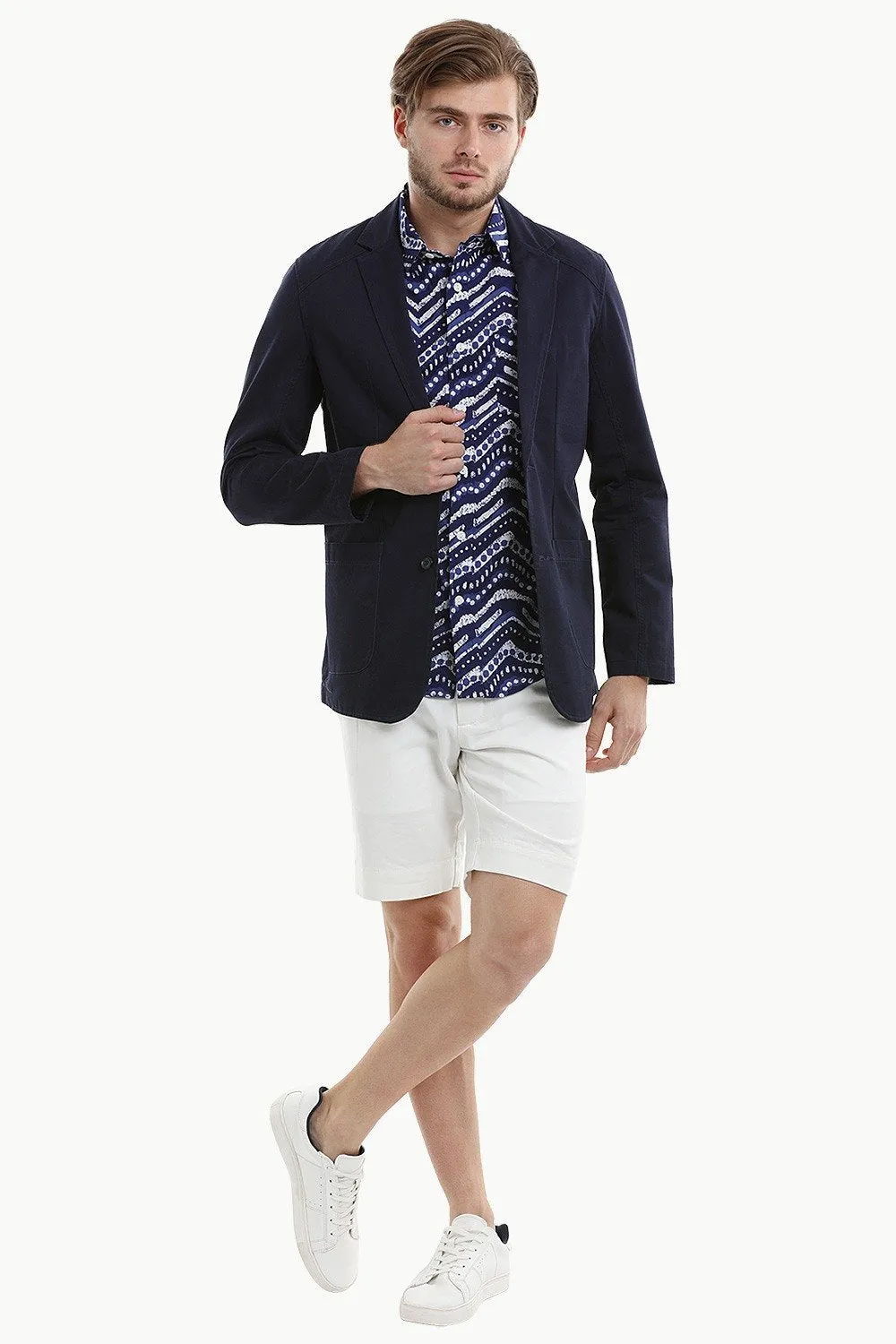 Casual Navy Notched Blazer
