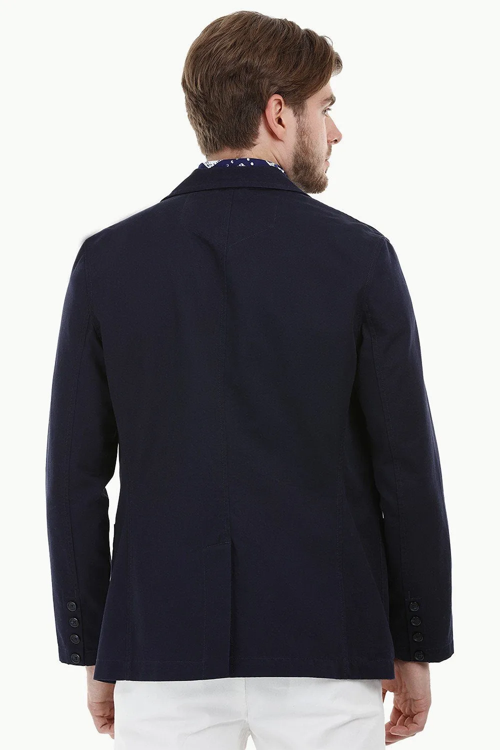Casual Navy Notched Blazer