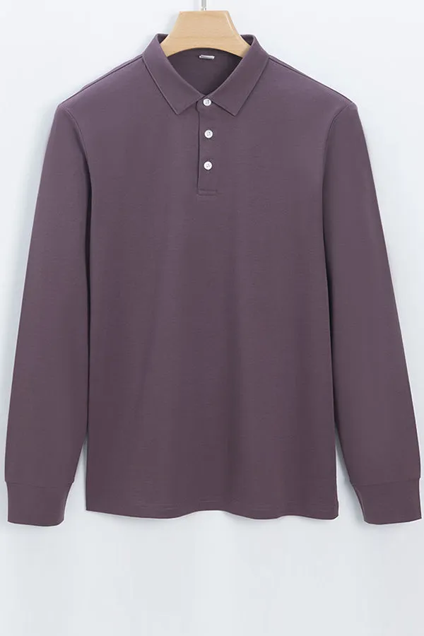 Casual non-iron t-shirt men's long-sleeved shirt collar polo shirt