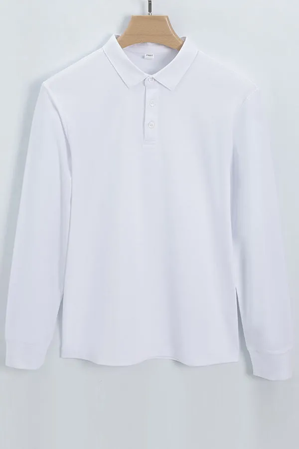 Casual non-iron t-shirt men's long-sleeved shirt collar polo shirt