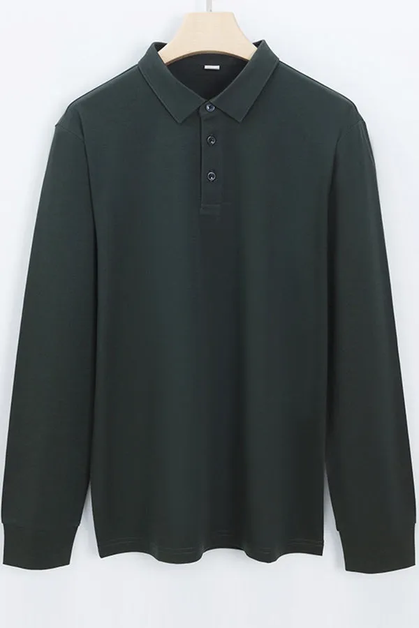 Casual non-iron t-shirt men's long-sleeved shirt collar polo shirt