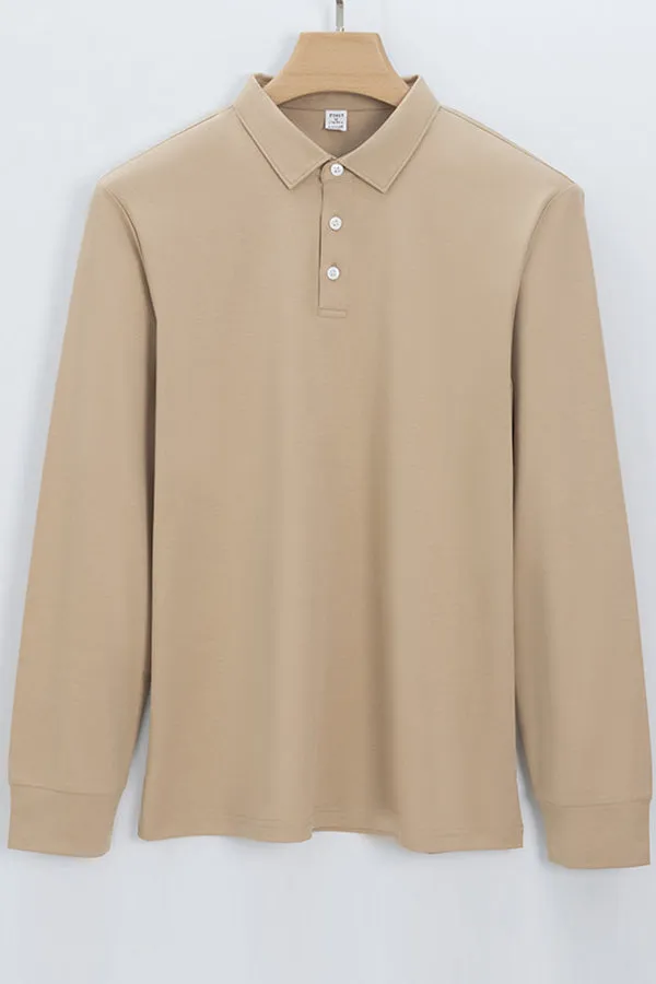Casual non-iron t-shirt men's long-sleeved shirt collar polo shirt