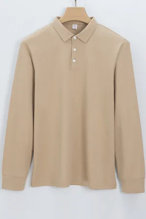Casual non-iron t-shirt men's long-sleeved shirt collar polo shirt