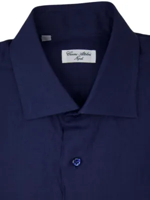 Cesare Attolini Dark Blue Linen Shirt