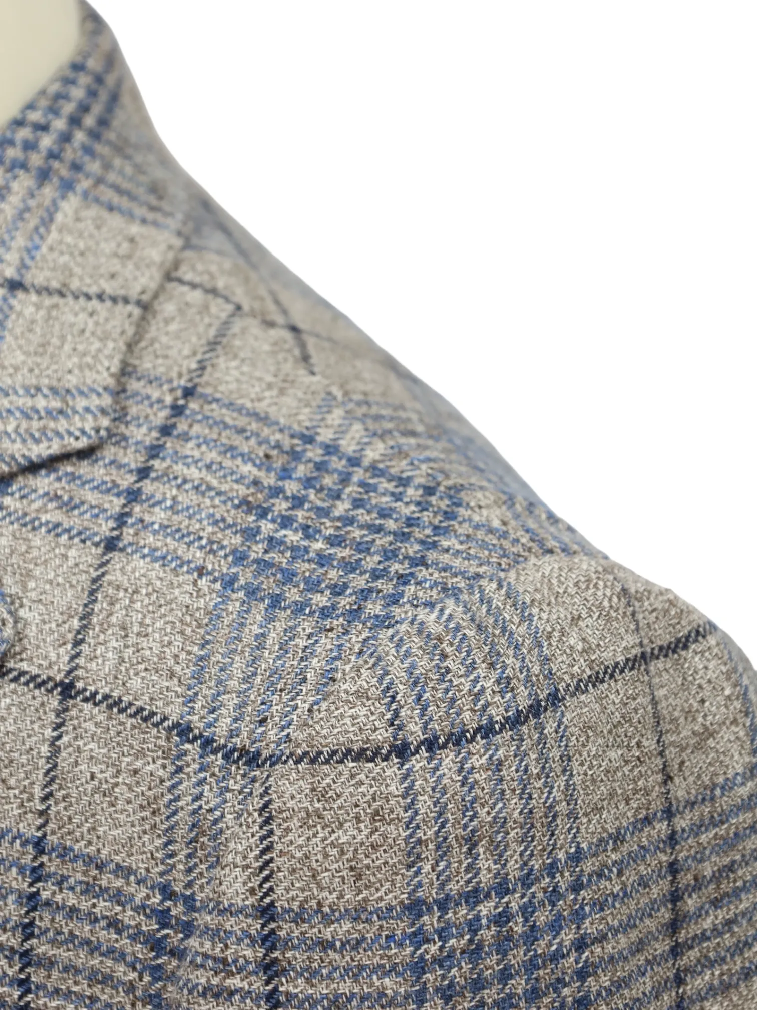 Cesare Attolini Taupe Windowpane Linen Blazer