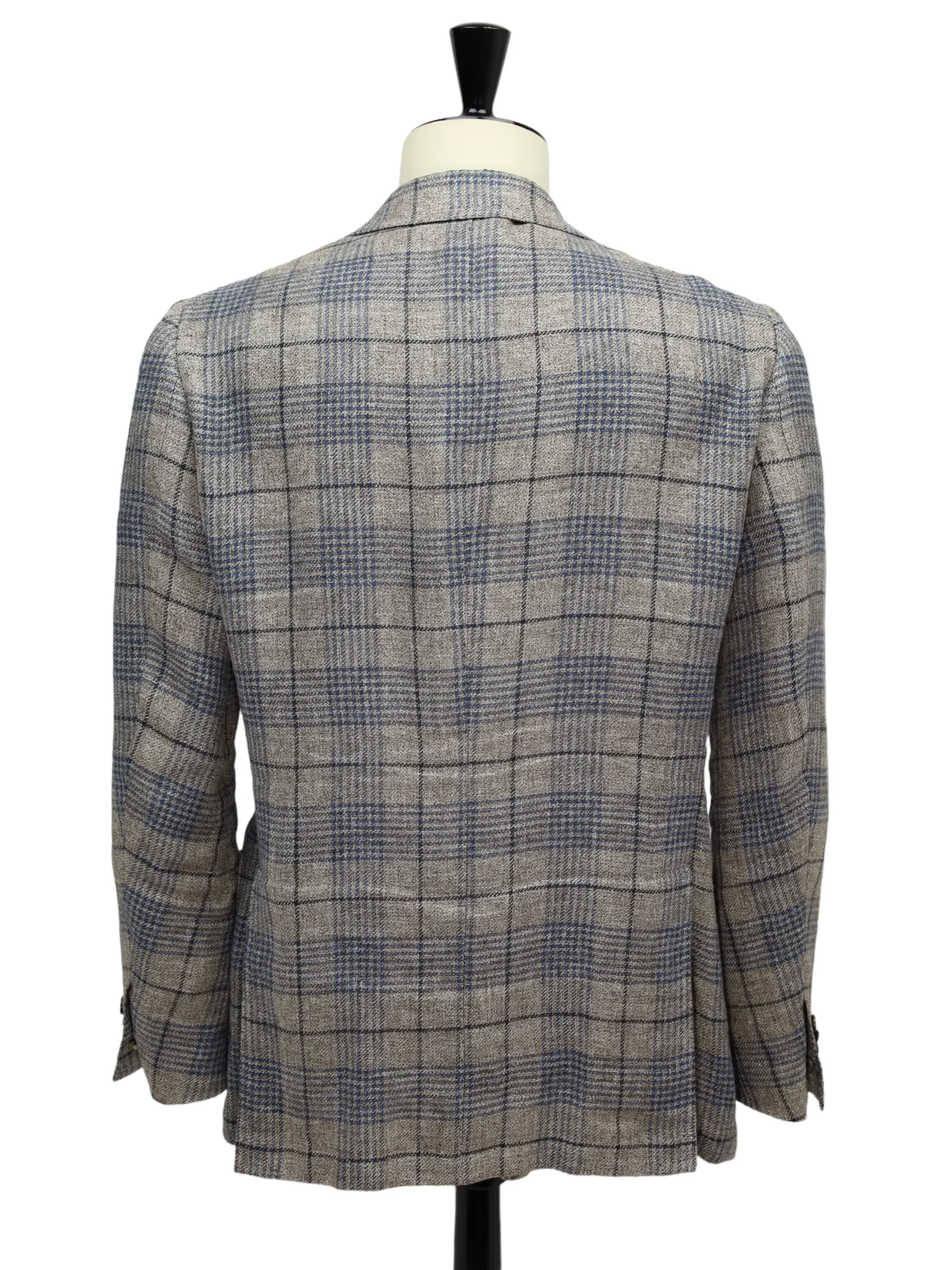 Cesare Attolini Taupe Windowpane Linen Blazer