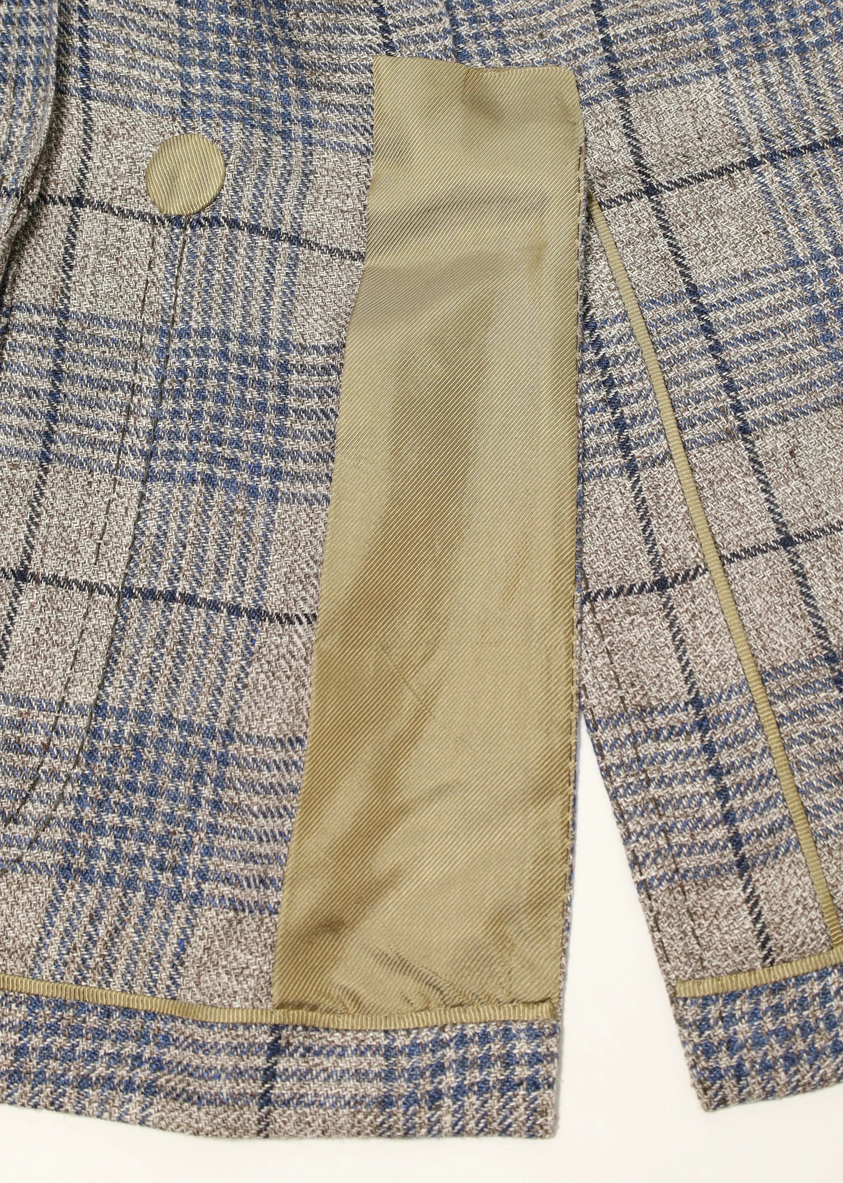 Cesare Attolini Taupe Windowpane Linen Blazer