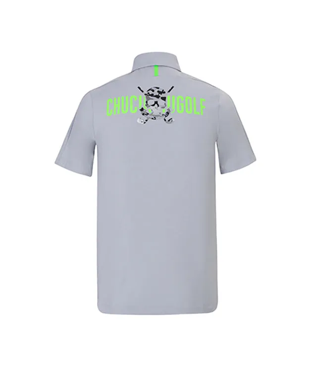 CHUCUCHU Men's Back Point Polo Tee Light Grey