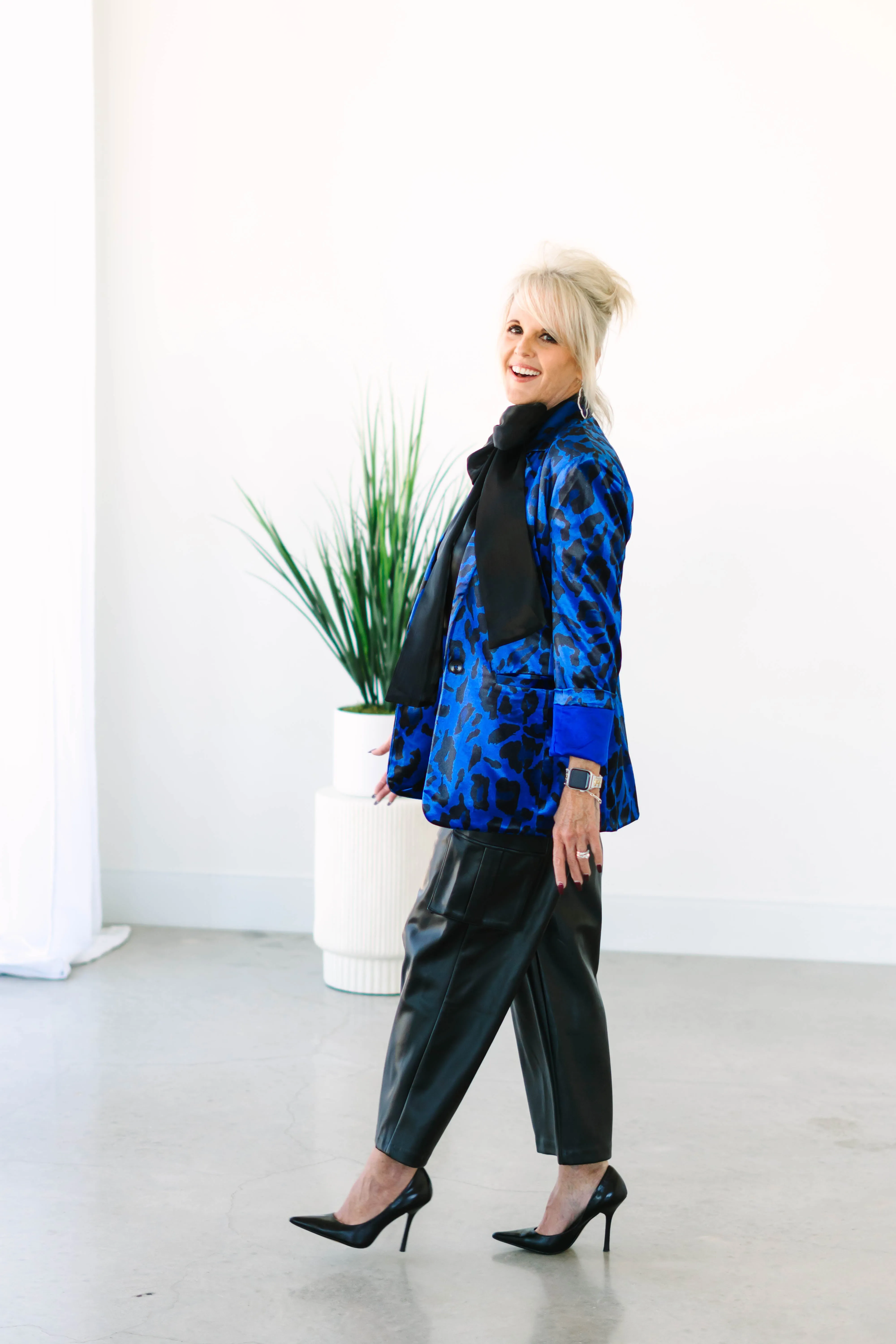 Cobalt Animal Print Velvet Blazer