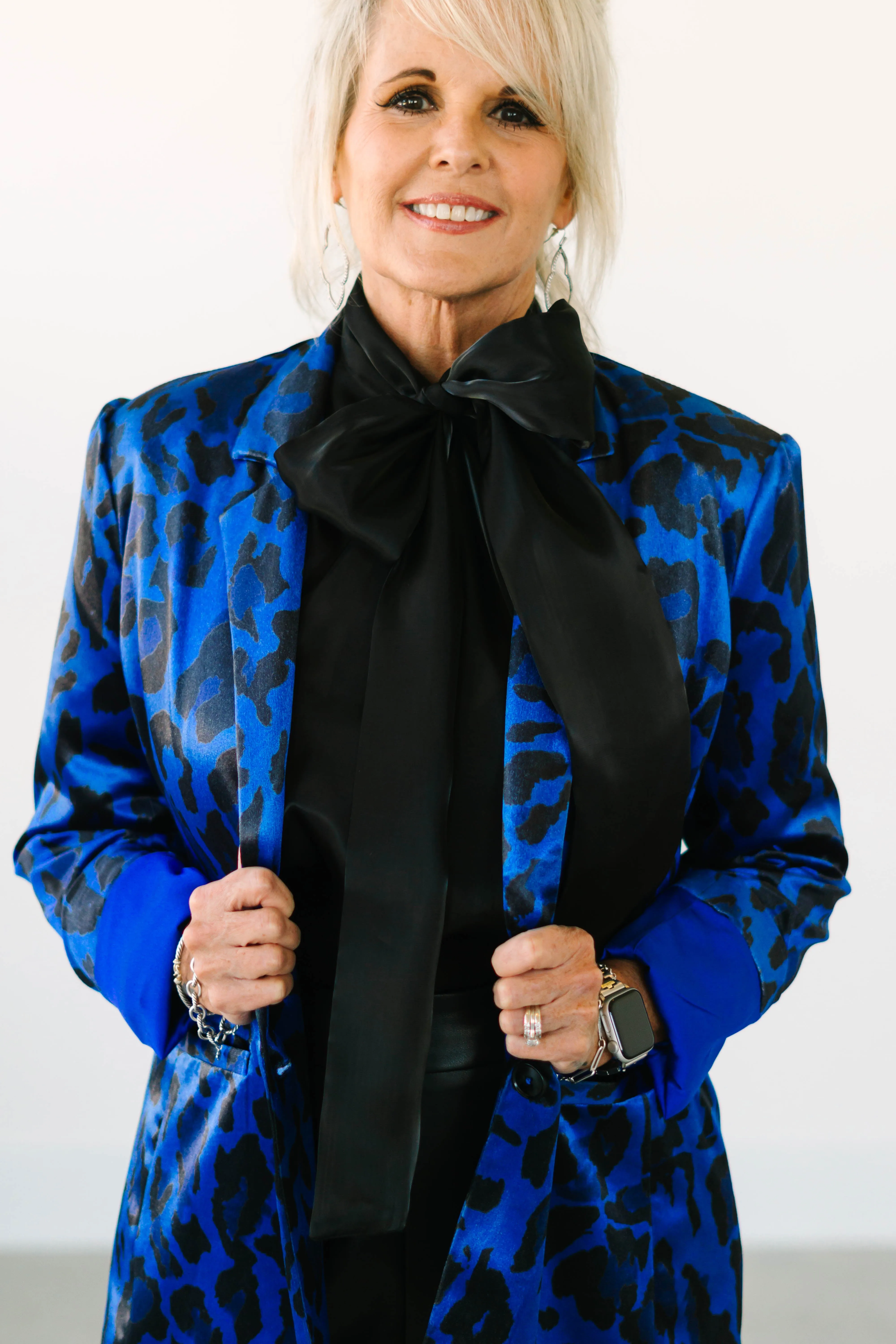 Cobalt Animal Print Velvet Blazer