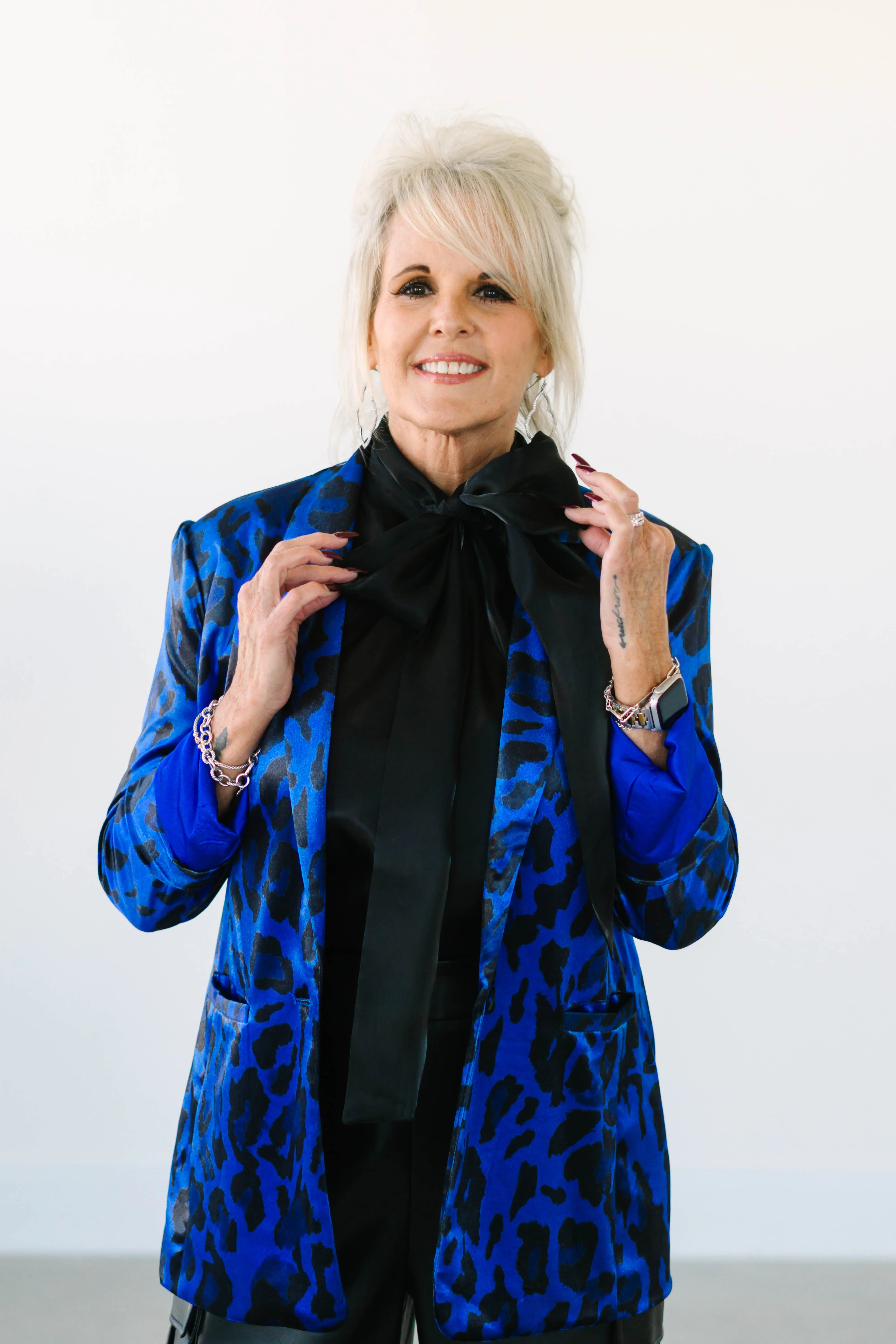 Cobalt Animal Print Velvet Blazer