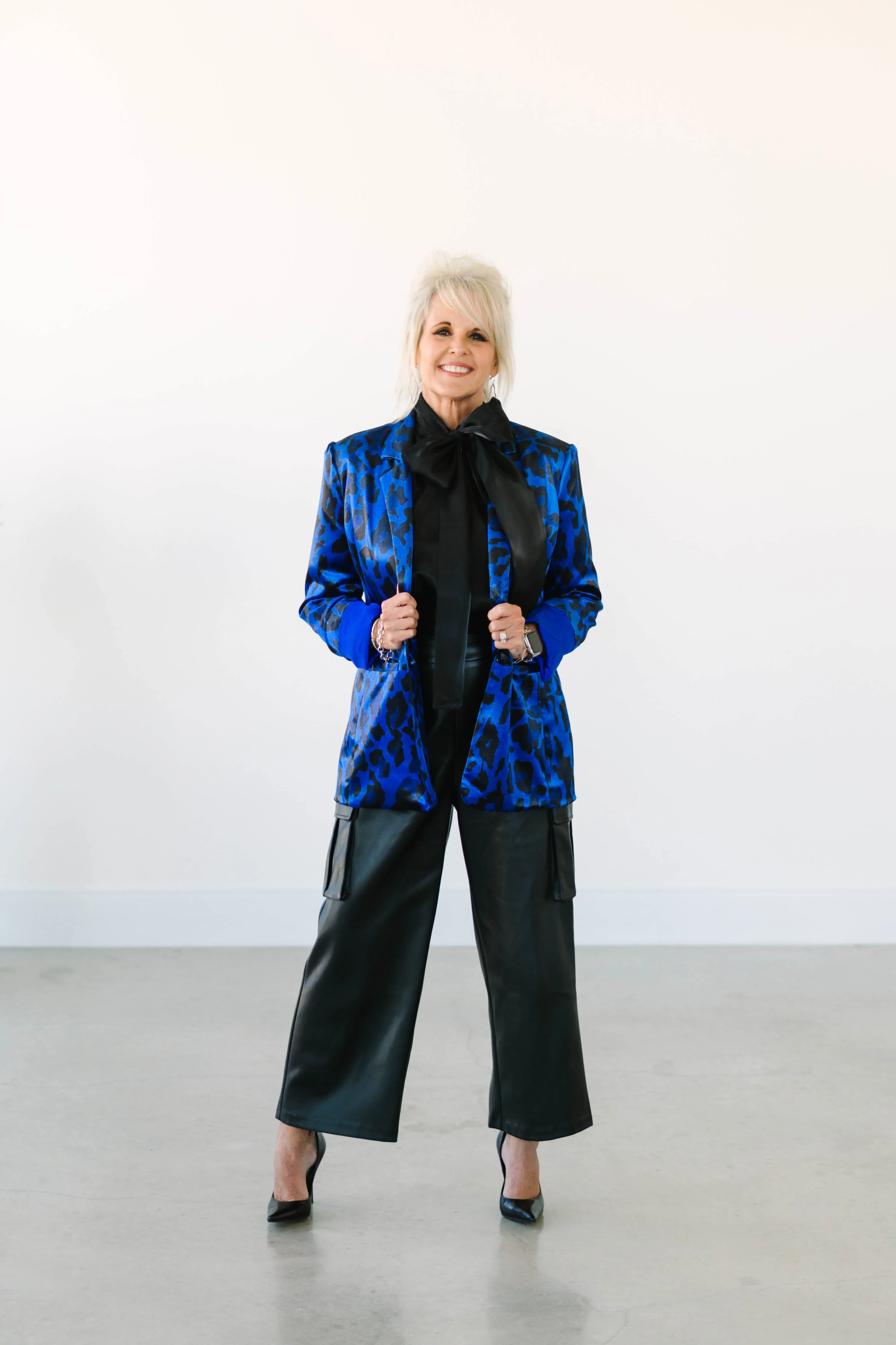 Cobalt Animal Print Velvet Blazer