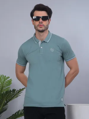 COBB SOLID DARK AQUA POLO NECK T-SHIRT