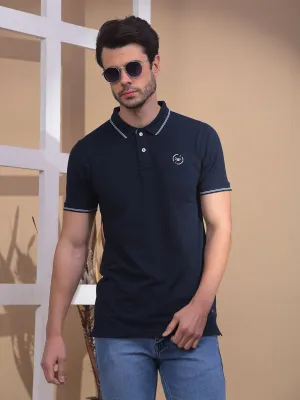 COBB SOLID NAVY BLUE POLO NECK T-SHIRT