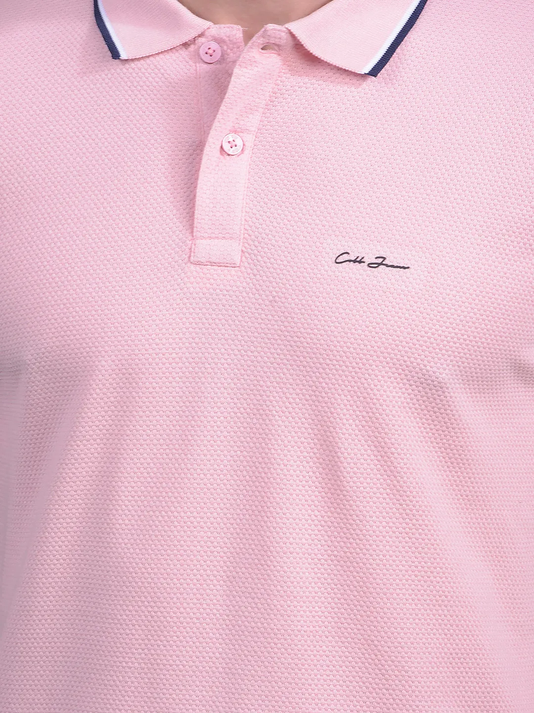 COBB SOLID PINK POLO NECK T-SHIRT
