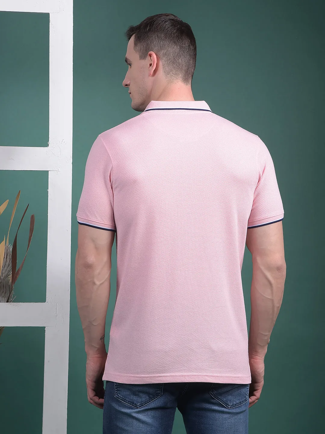 COBB SOLID PINK POLO NECK T-SHIRT