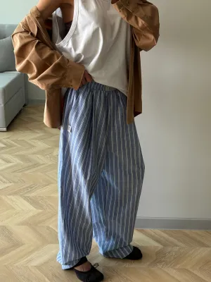 COTTON RELAXED BLUE PANTS