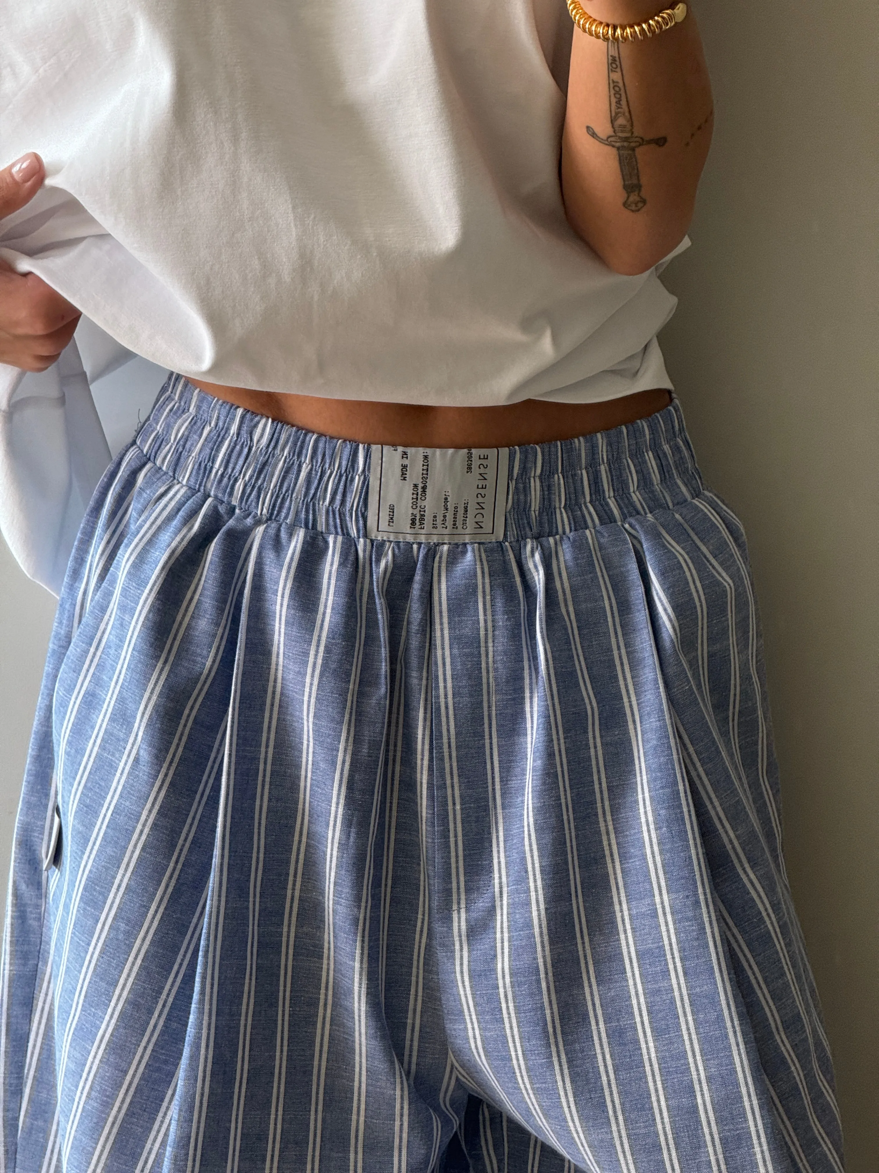 COTTON RELAXED BLUE PANTS
