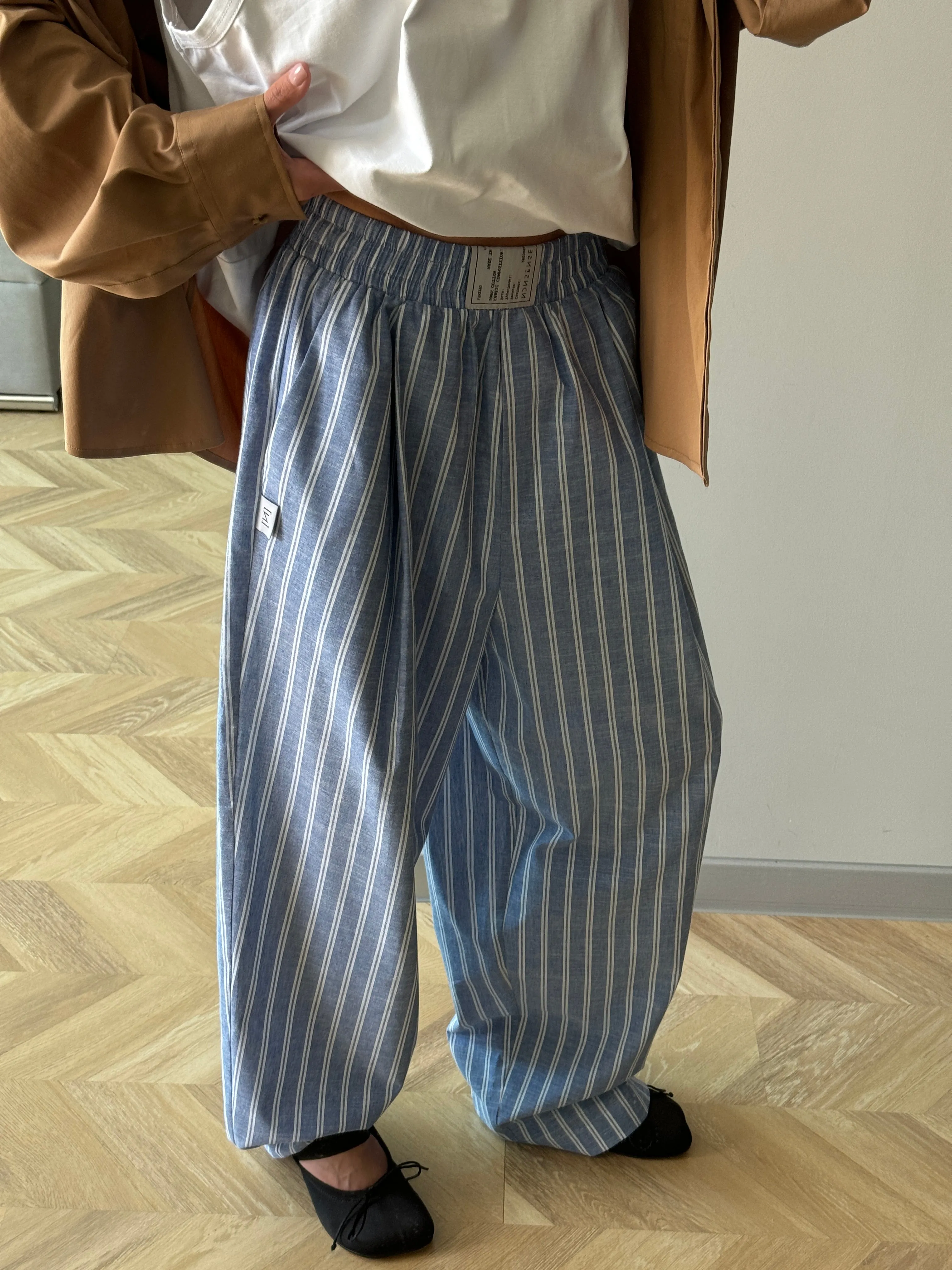 COTTON RELAXED BLUE PANTS