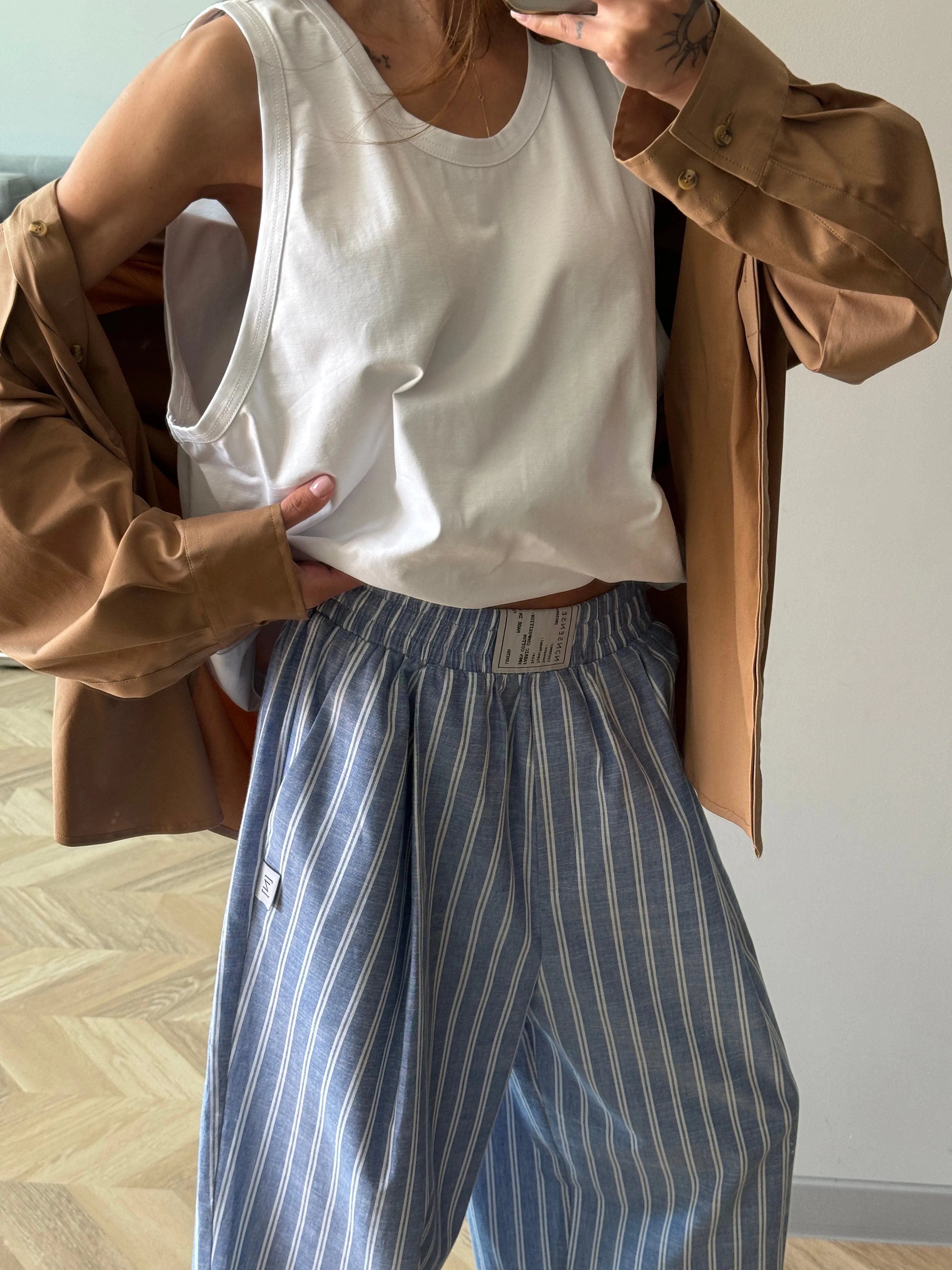 COTTON RELAXED BLUE PANTS