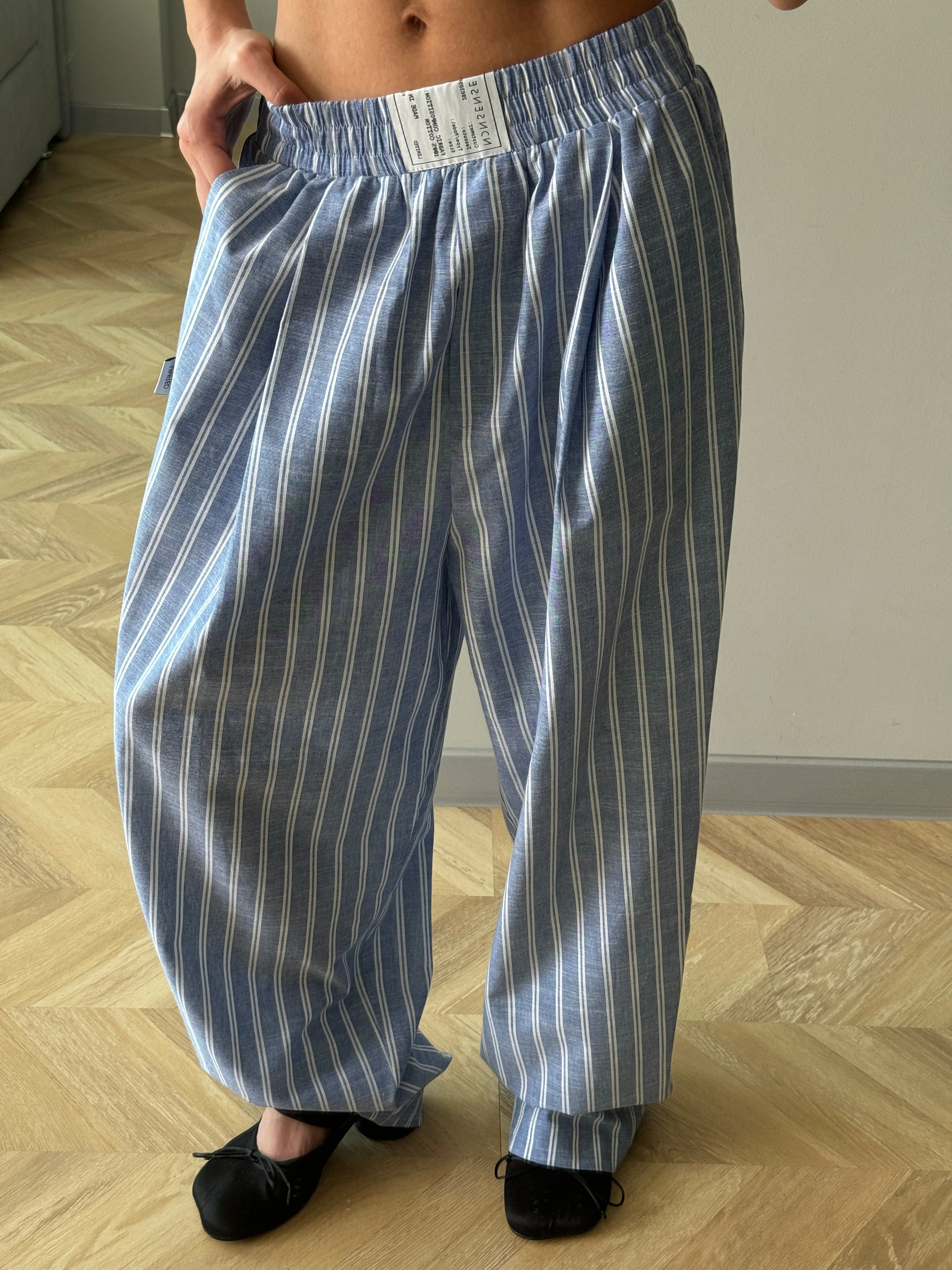 COTTON RELAXED BLUE PANTS