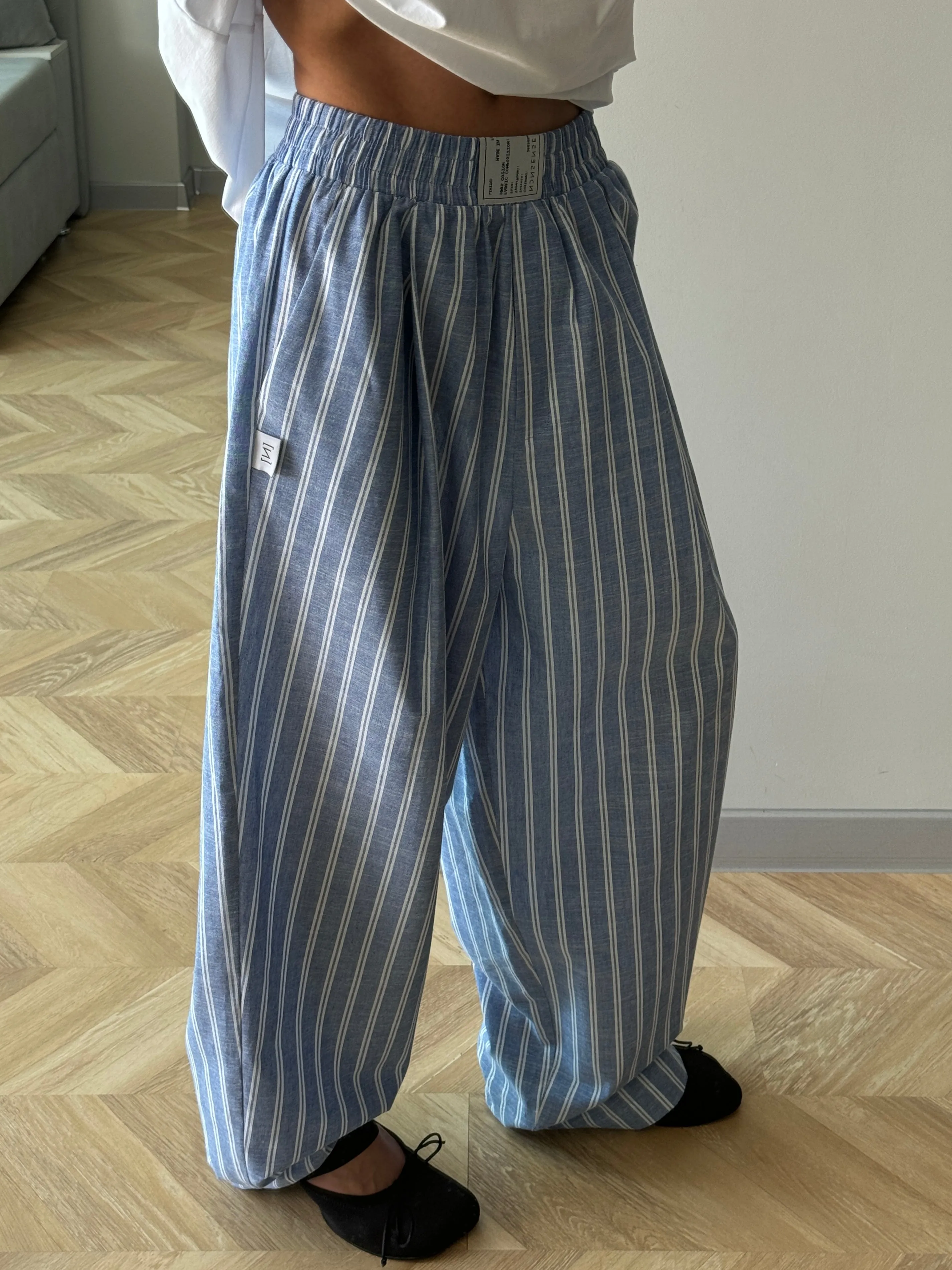 COTTON RELAXED BLUE PANTS