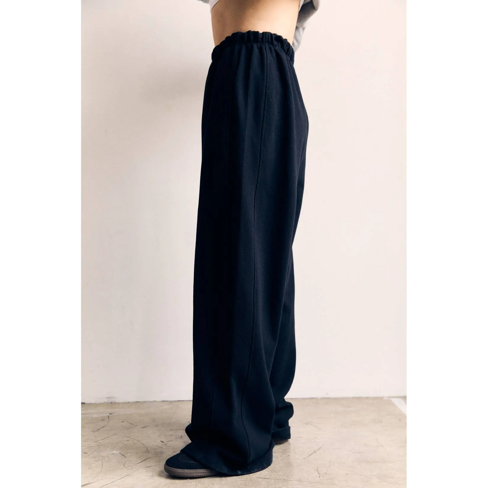 Cotton Terry Wide Pants in Tranquil Blue