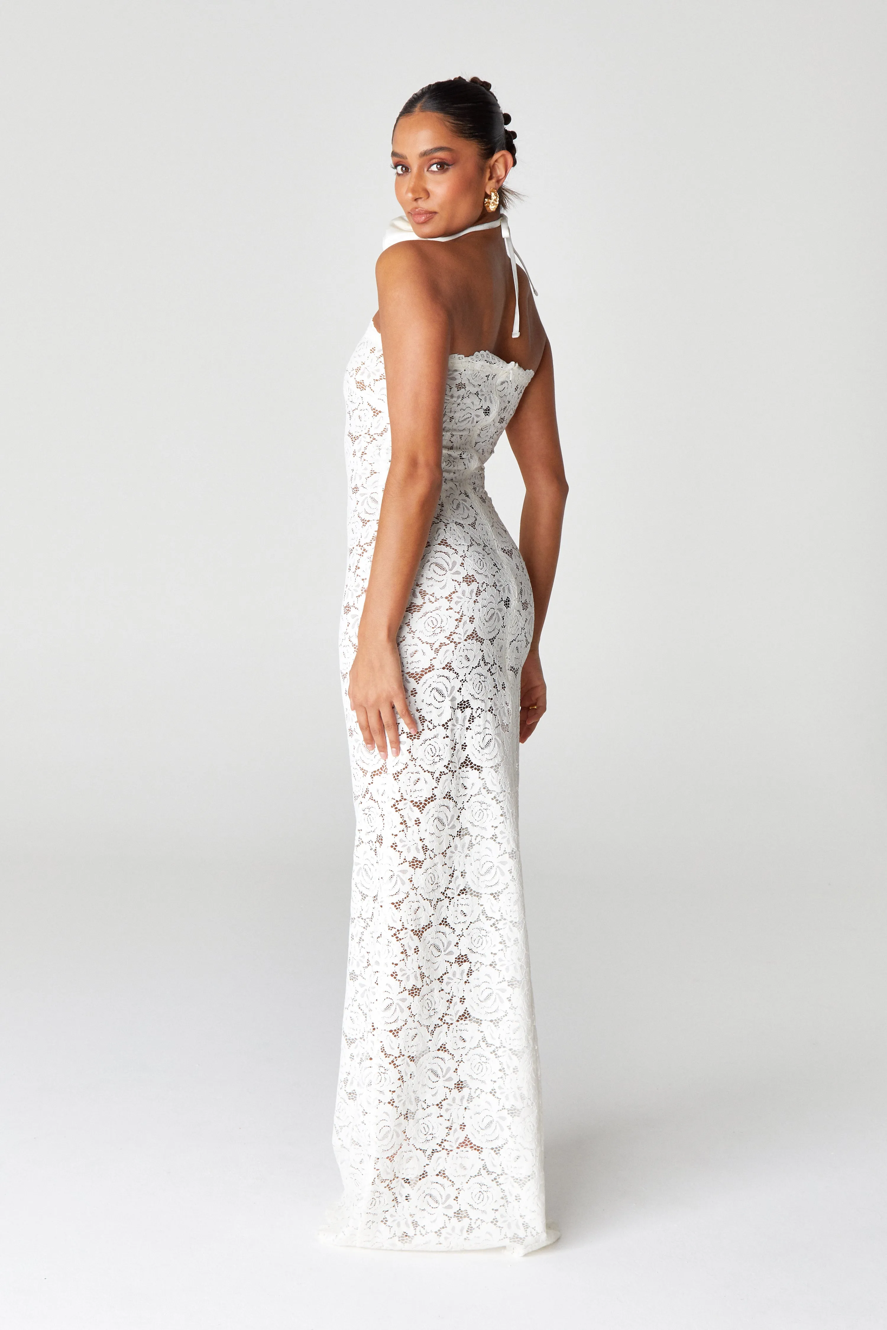 Cream Unlined Maxi Dress