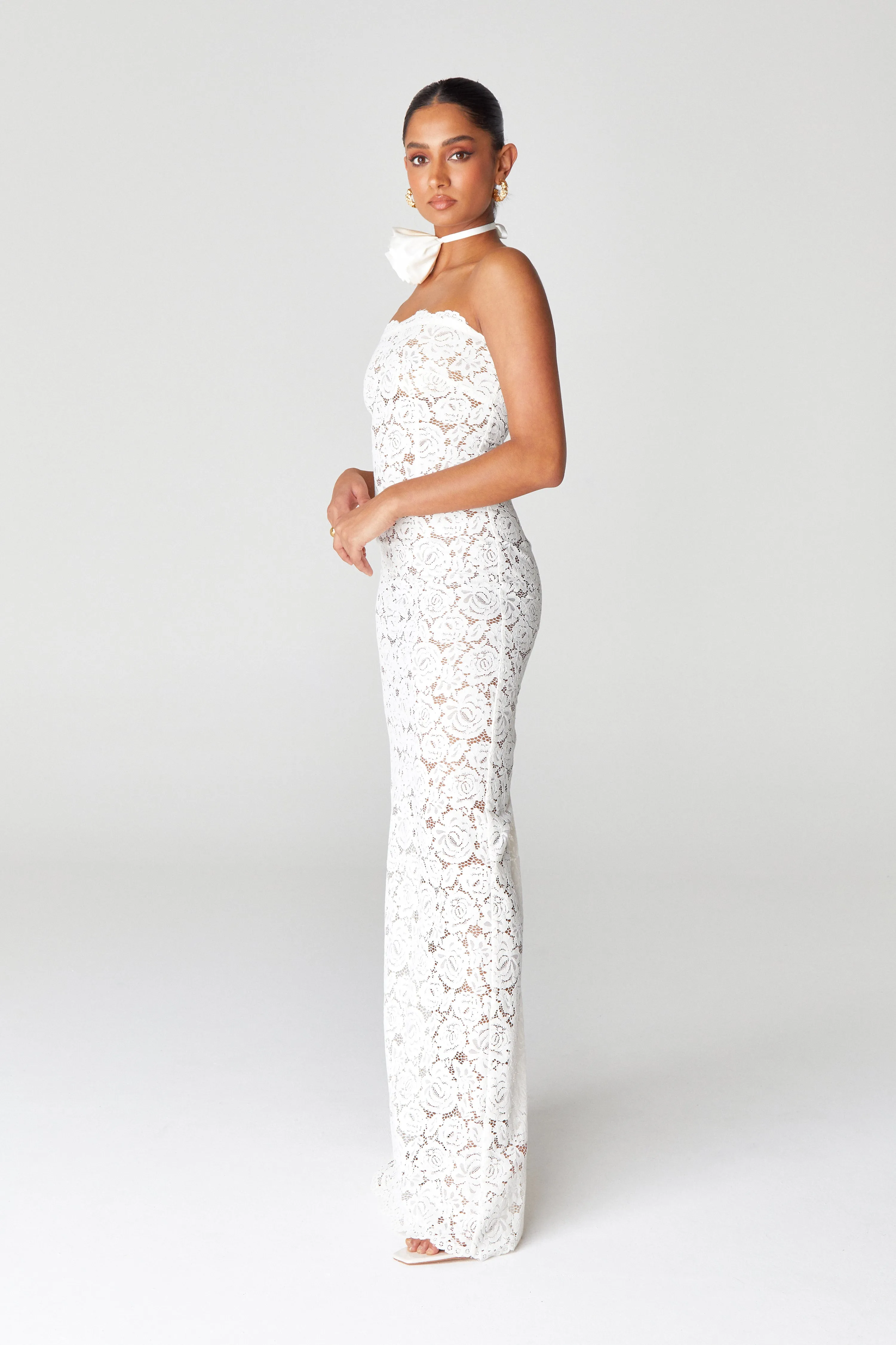 Cream Unlined Maxi Dress