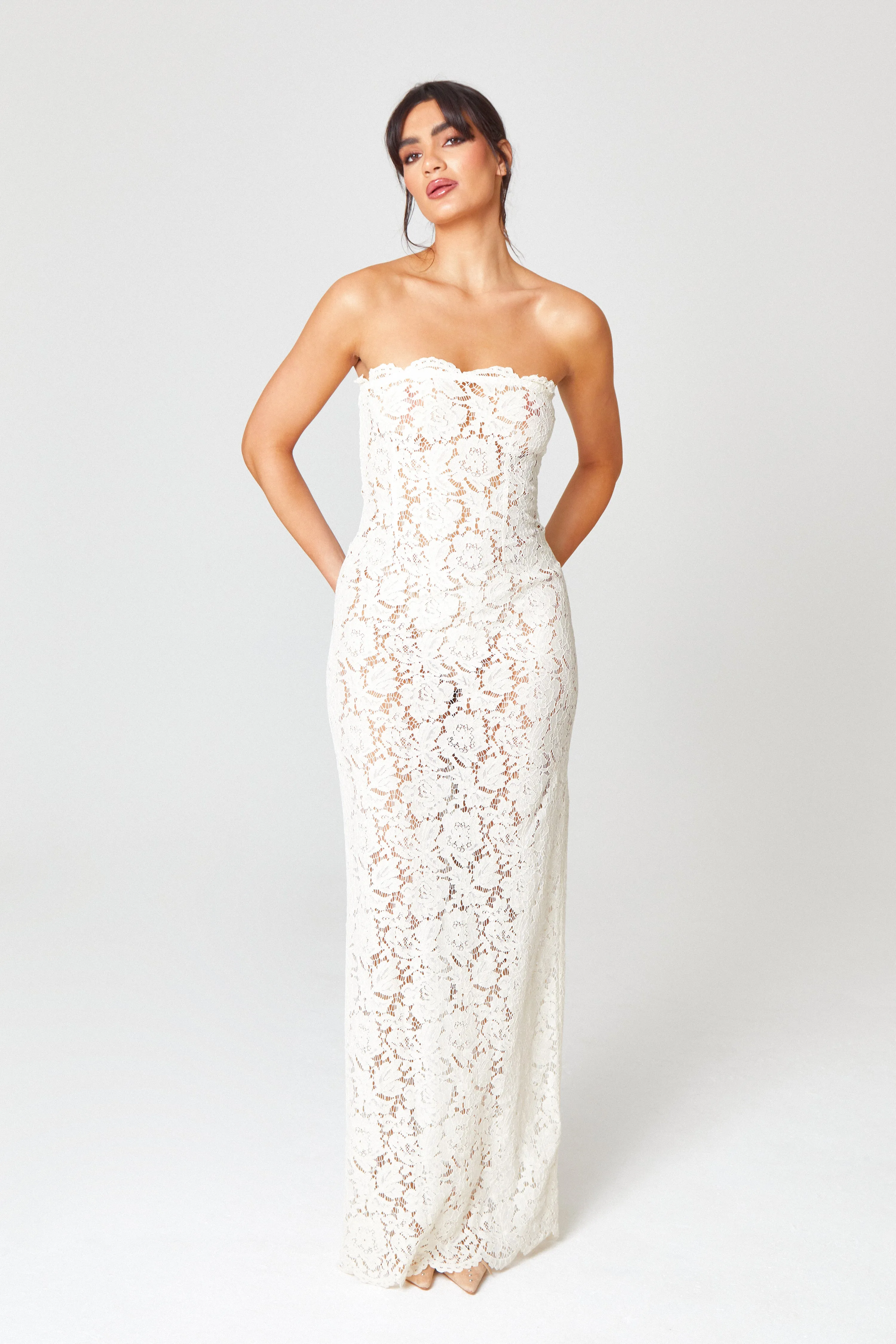 Cream Unlined Maxi Dress