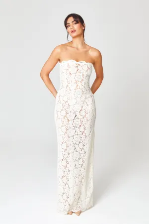 Cream Unlined Maxi Dress