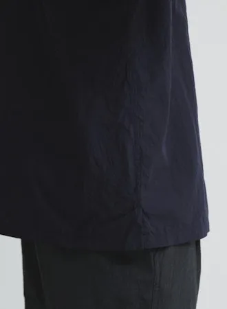 Crinkle Typewriter Short Sleeve Open Collar Shirt | Navy