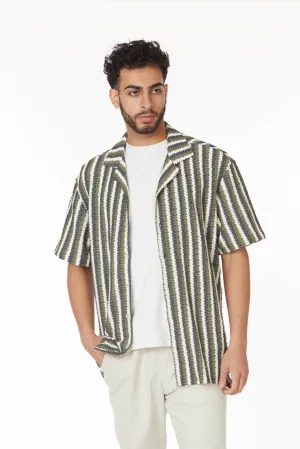 Crochet/Textured Short Sleeve Men's Shirt