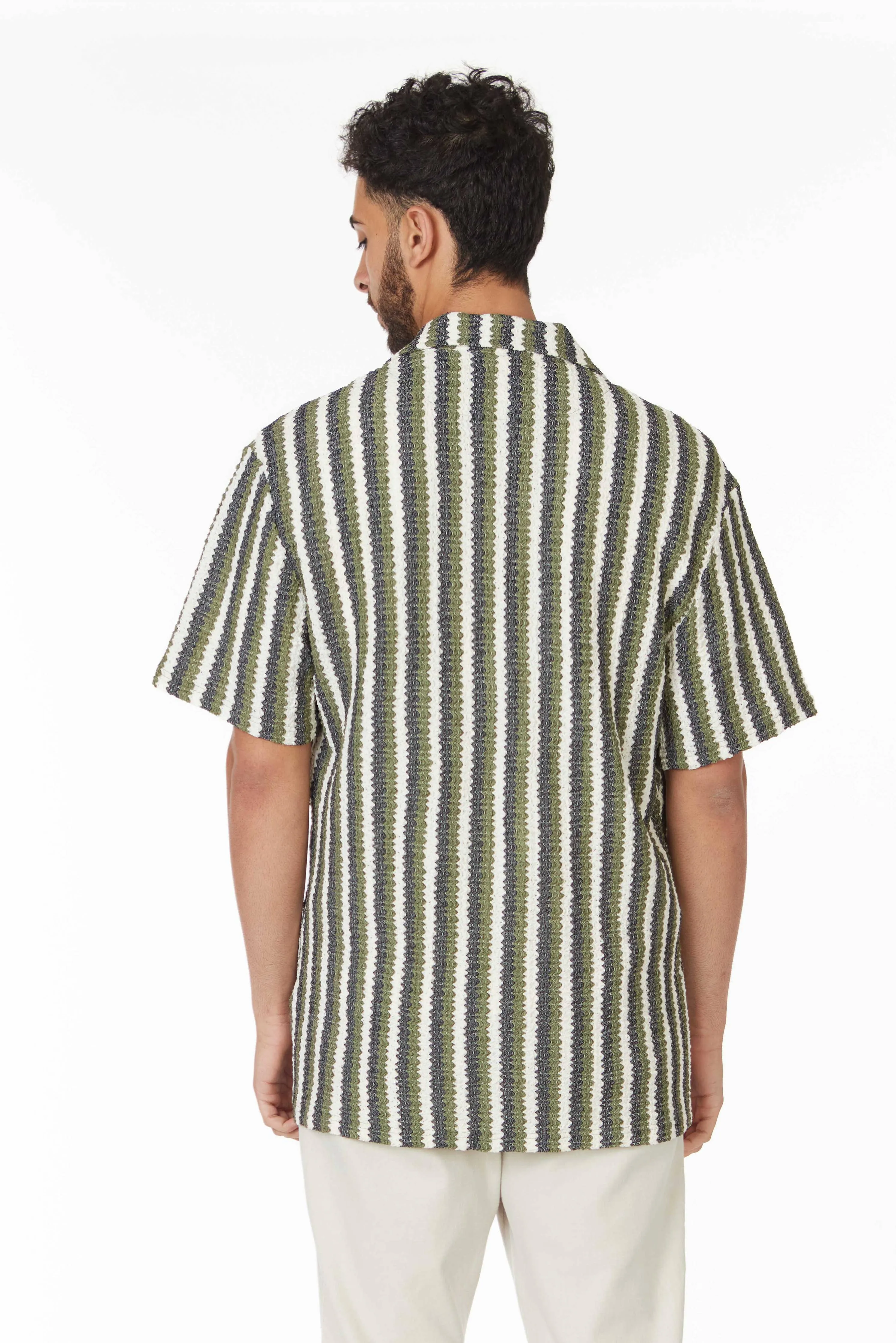 Crochet/Textured Short Sleeve Men's Shirt