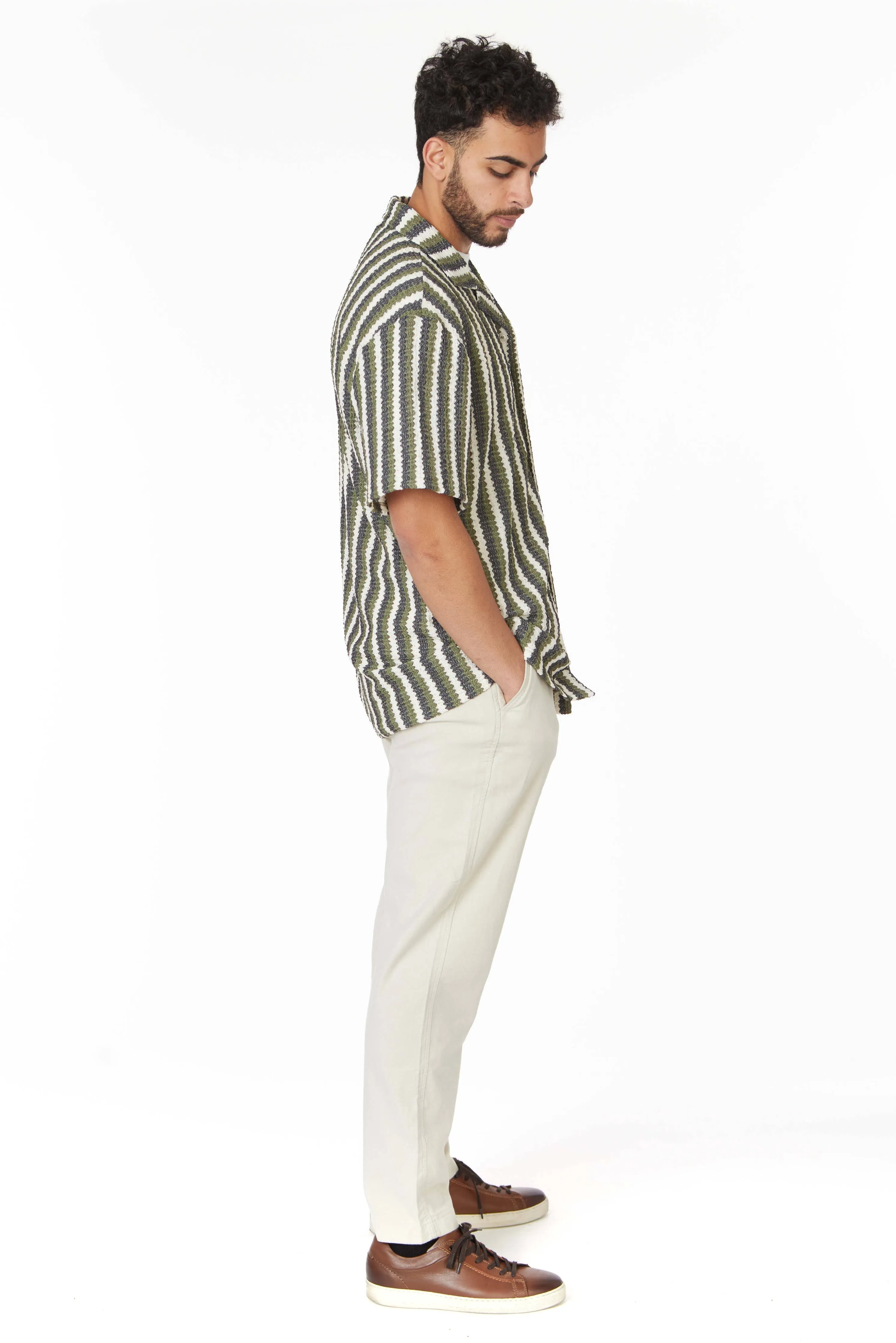 Crochet/Textured Short Sleeve Men's Shirt
