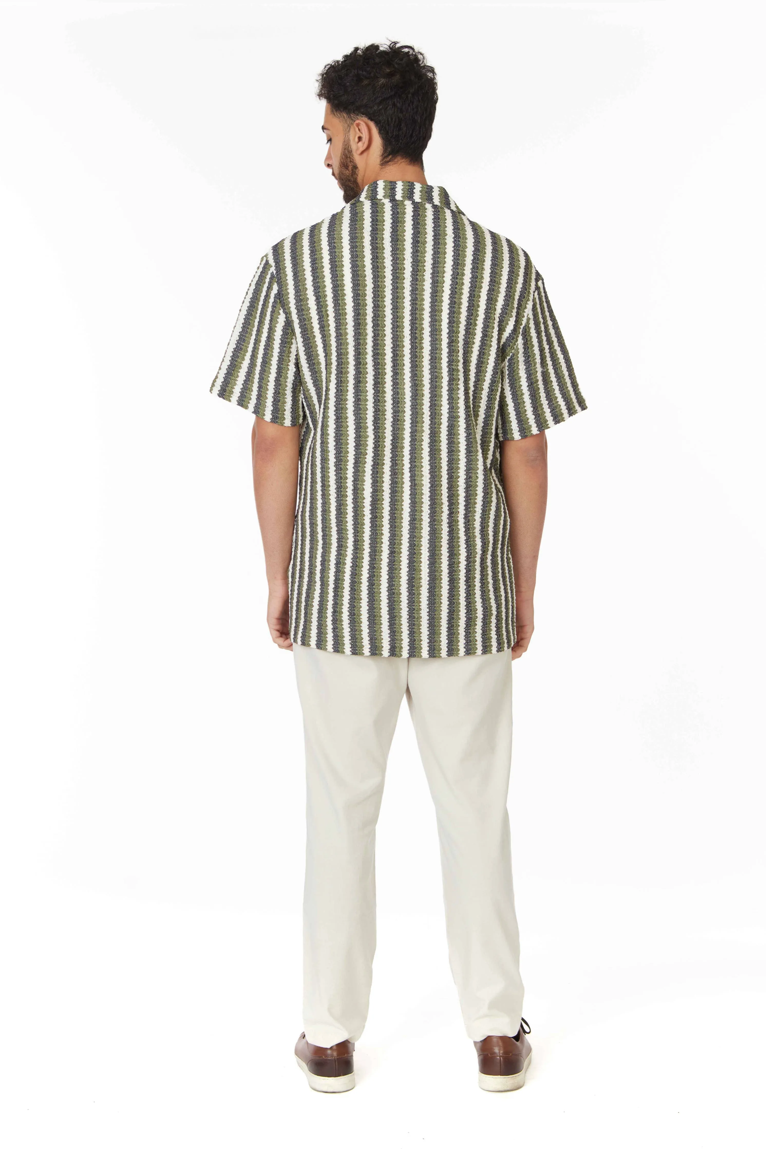 Crochet/Textured Short Sleeve Men's Shirt