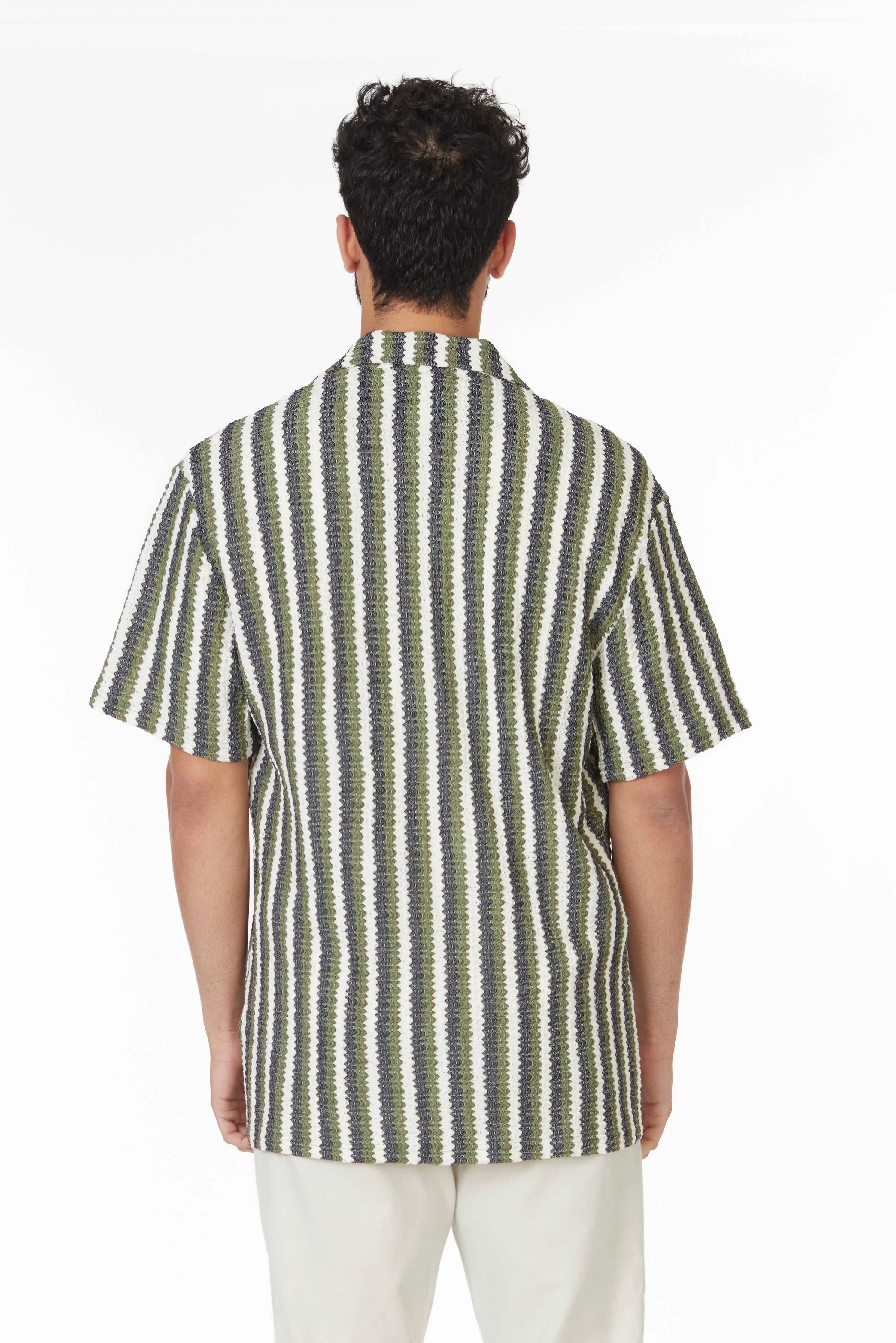 Crochet/Textured Short Sleeve Men's Shirt