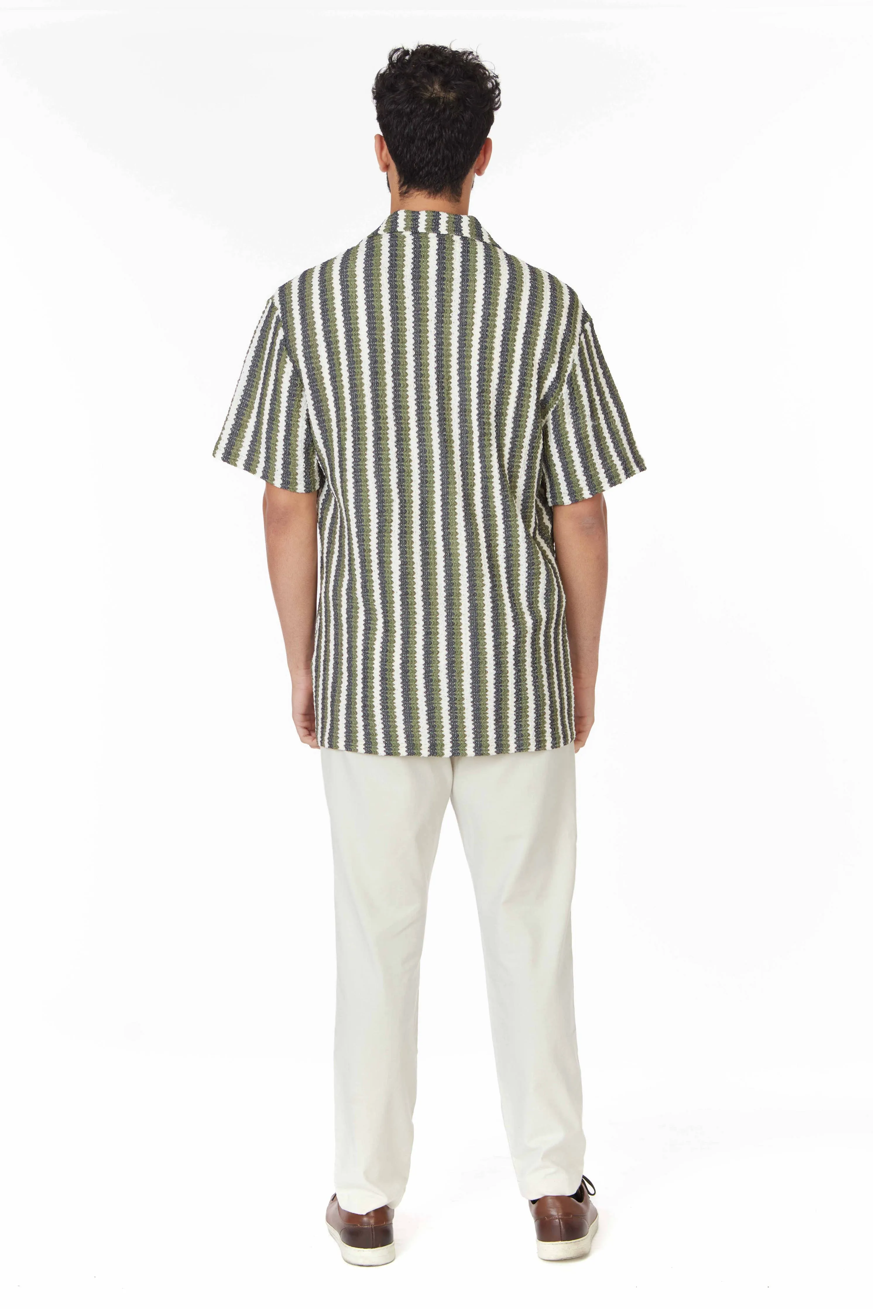 Crochet/Textured Short Sleeve Men's Shirt