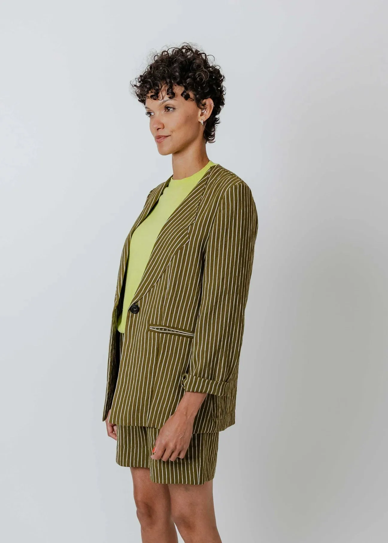 Dean Blazer | Moss Stripe