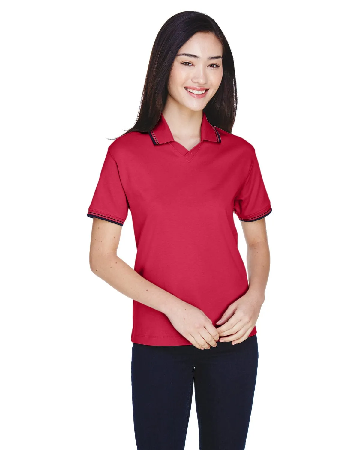 Devon & Jones Ladies Tipped Perfect Pima Polo Shirt