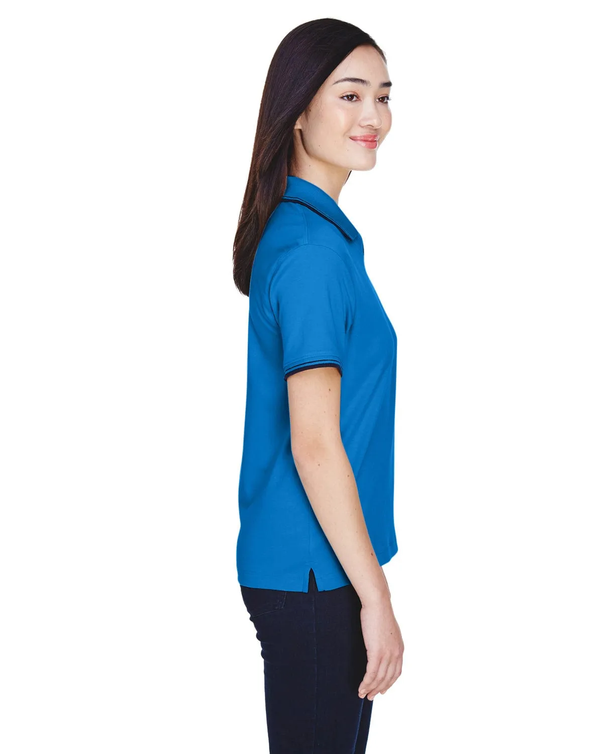 Devon & Jones Ladies Tipped Perfect Pima Polo Shirt