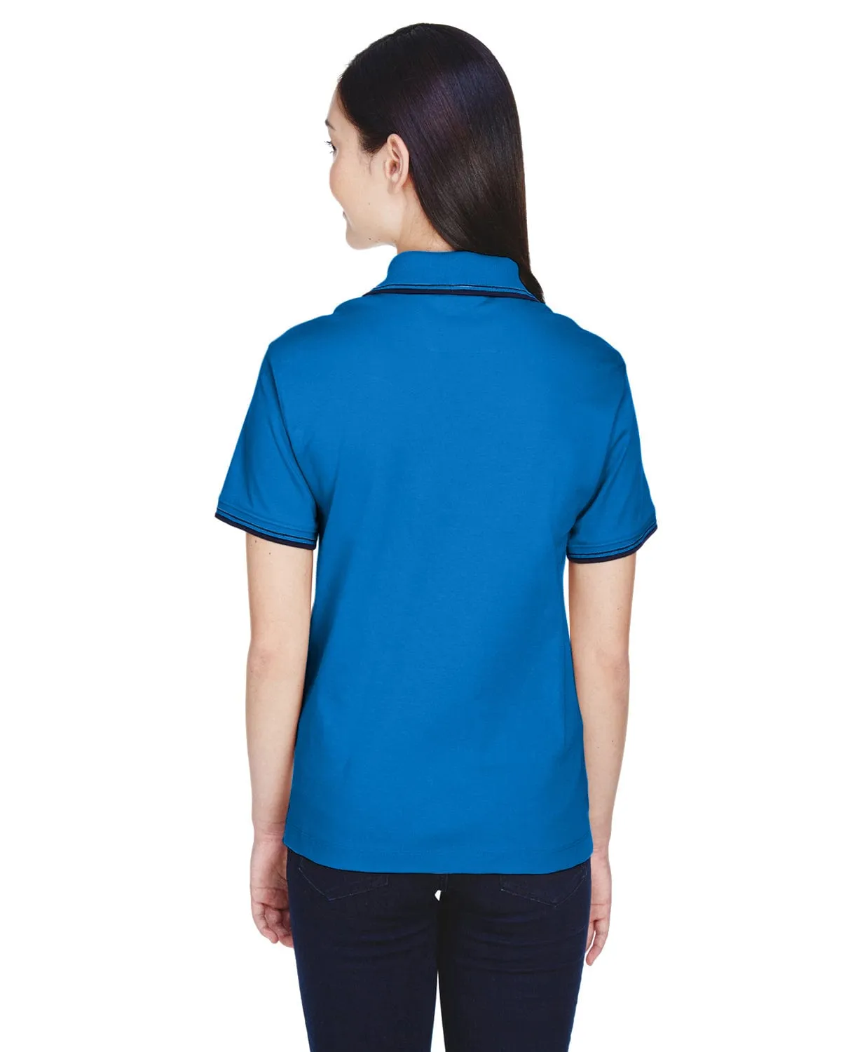 Devon & Jones Ladies Tipped Perfect Pima Polo Shirt