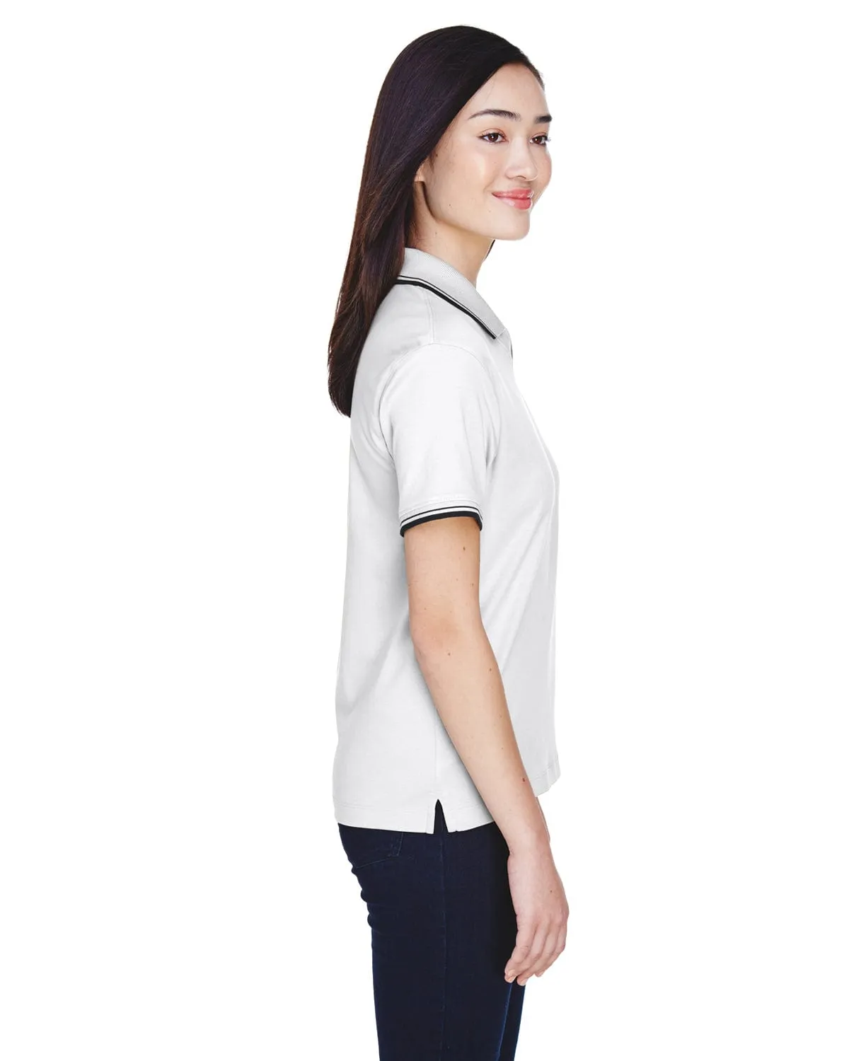 Devon & Jones Ladies Tipped Perfect Pima Polo Shirt
