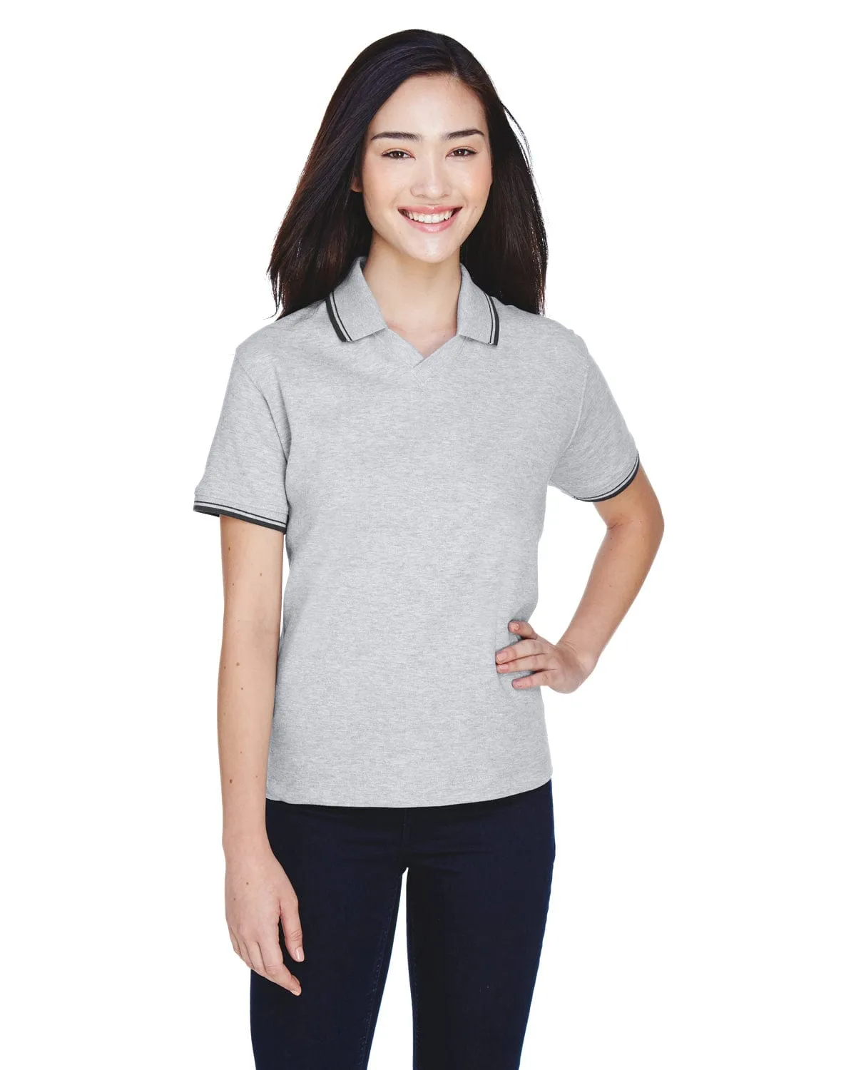 Devon & Jones Ladies Tipped Perfect Pima Polo Shirt