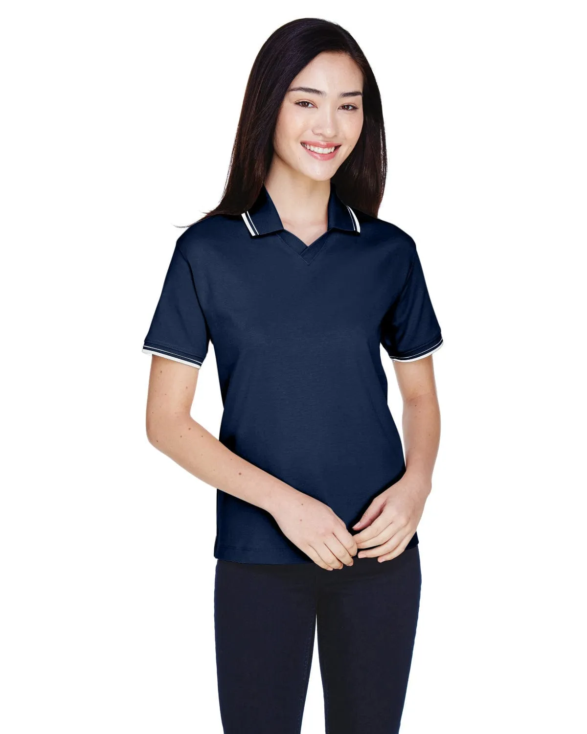 Devon & Jones Ladies Tipped Perfect Pima Polo Shirt