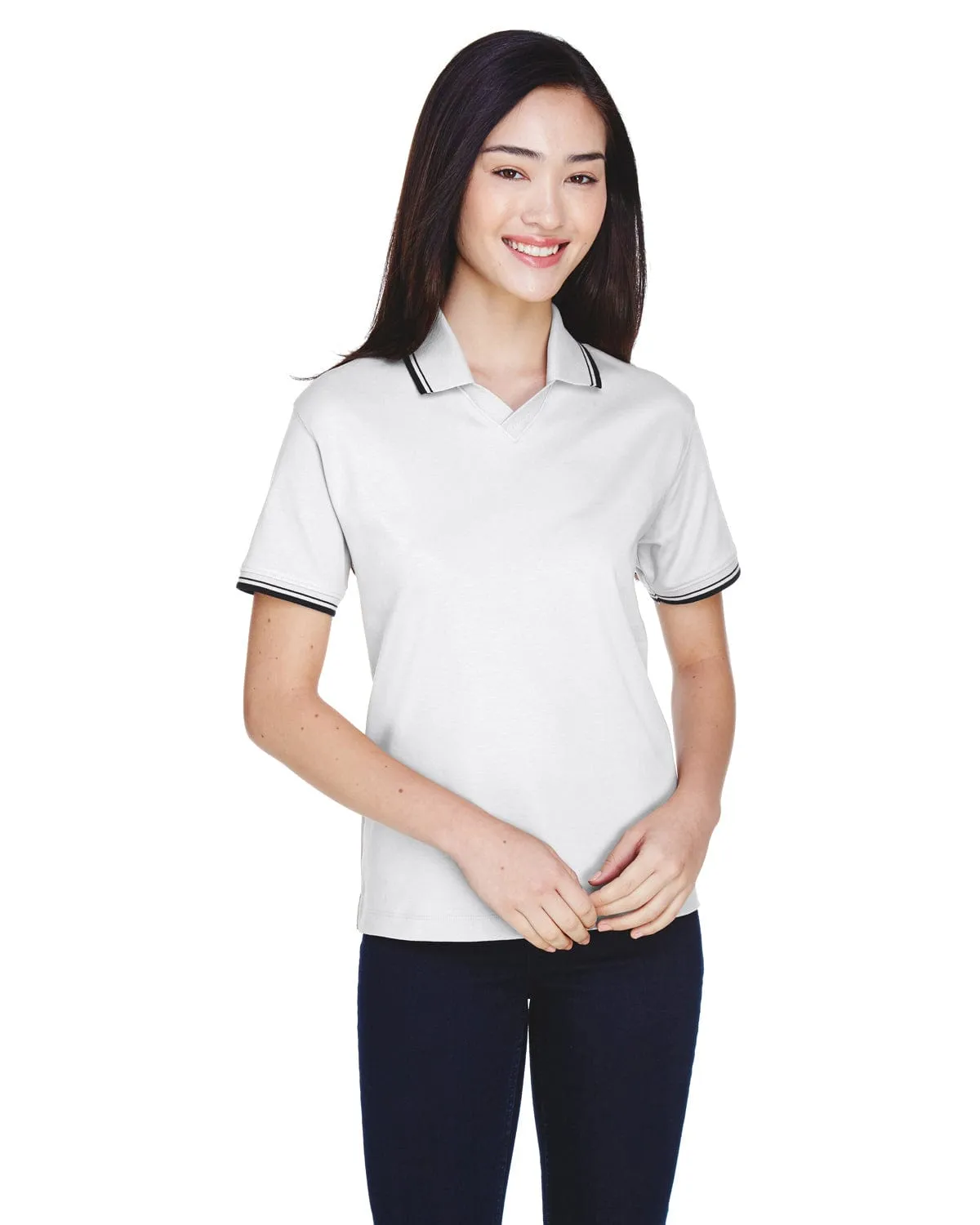 Devon & Jones Ladies Tipped Perfect Pima Polo Shirt