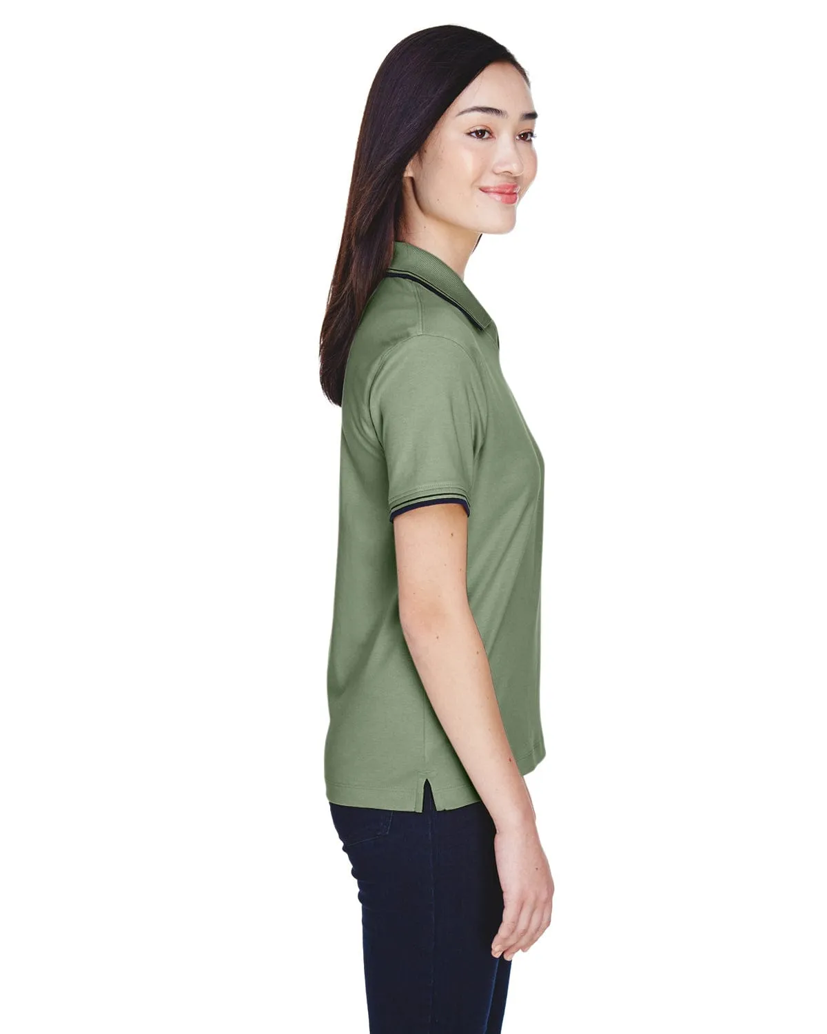 Devon & Jones Ladies Tipped Perfect Pima Polo Shirt